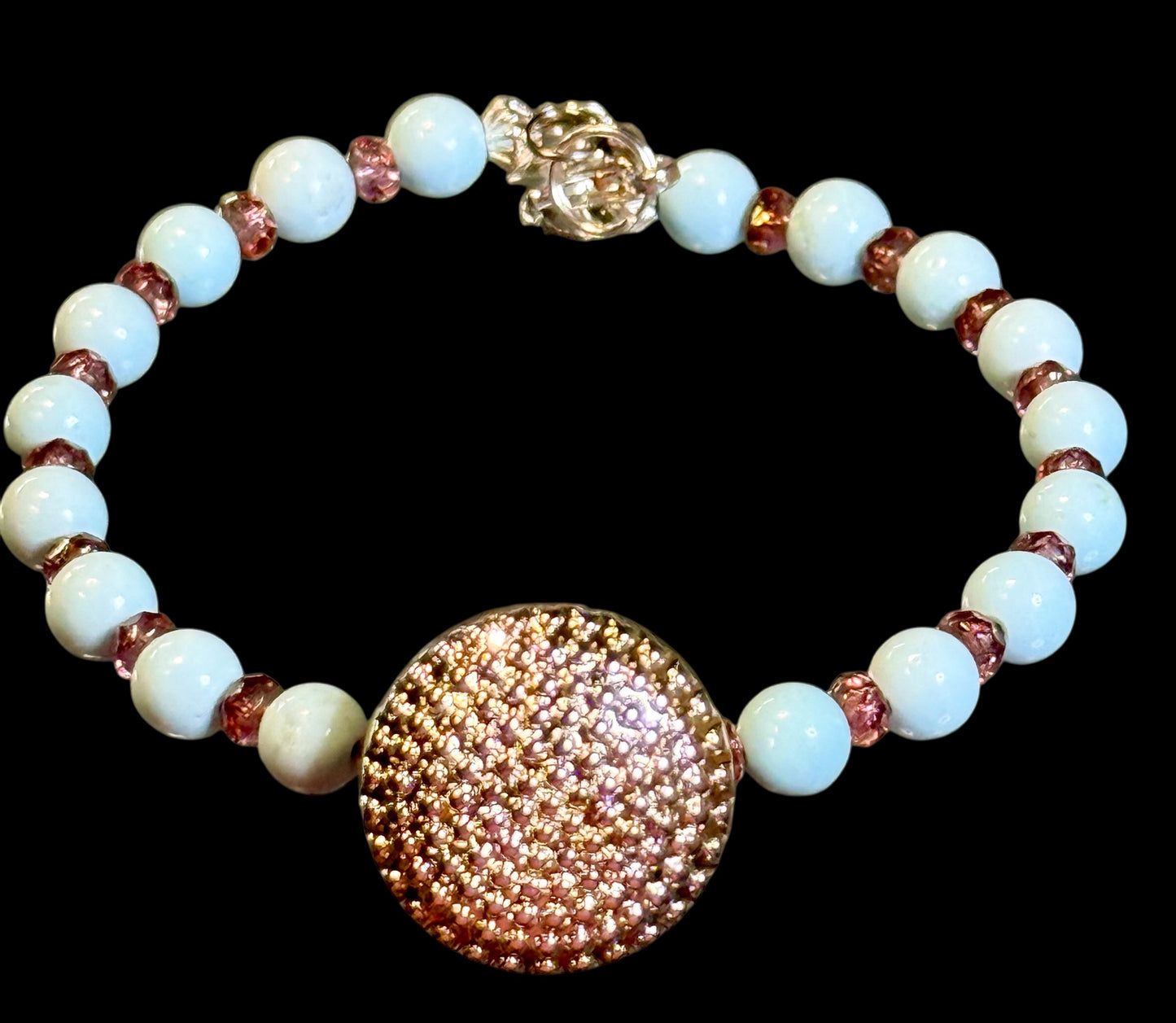 Sky Blue and Silver Buckle Bracelet 7.75"