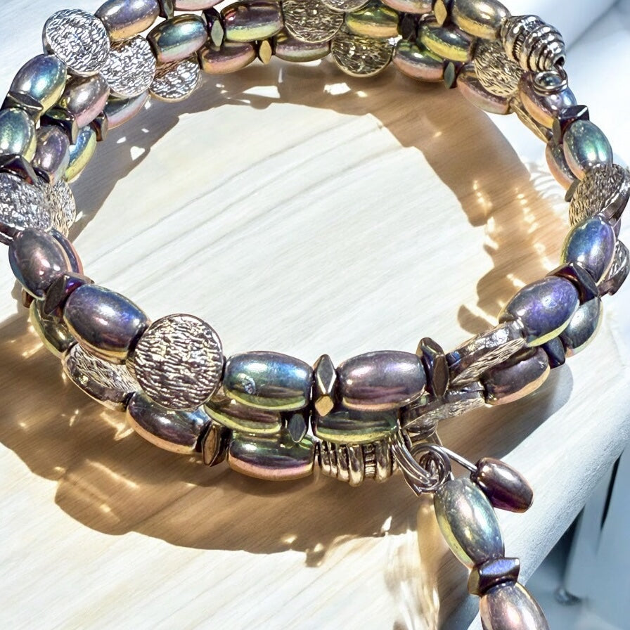 Rainbow Hematite Wrap Bracelet