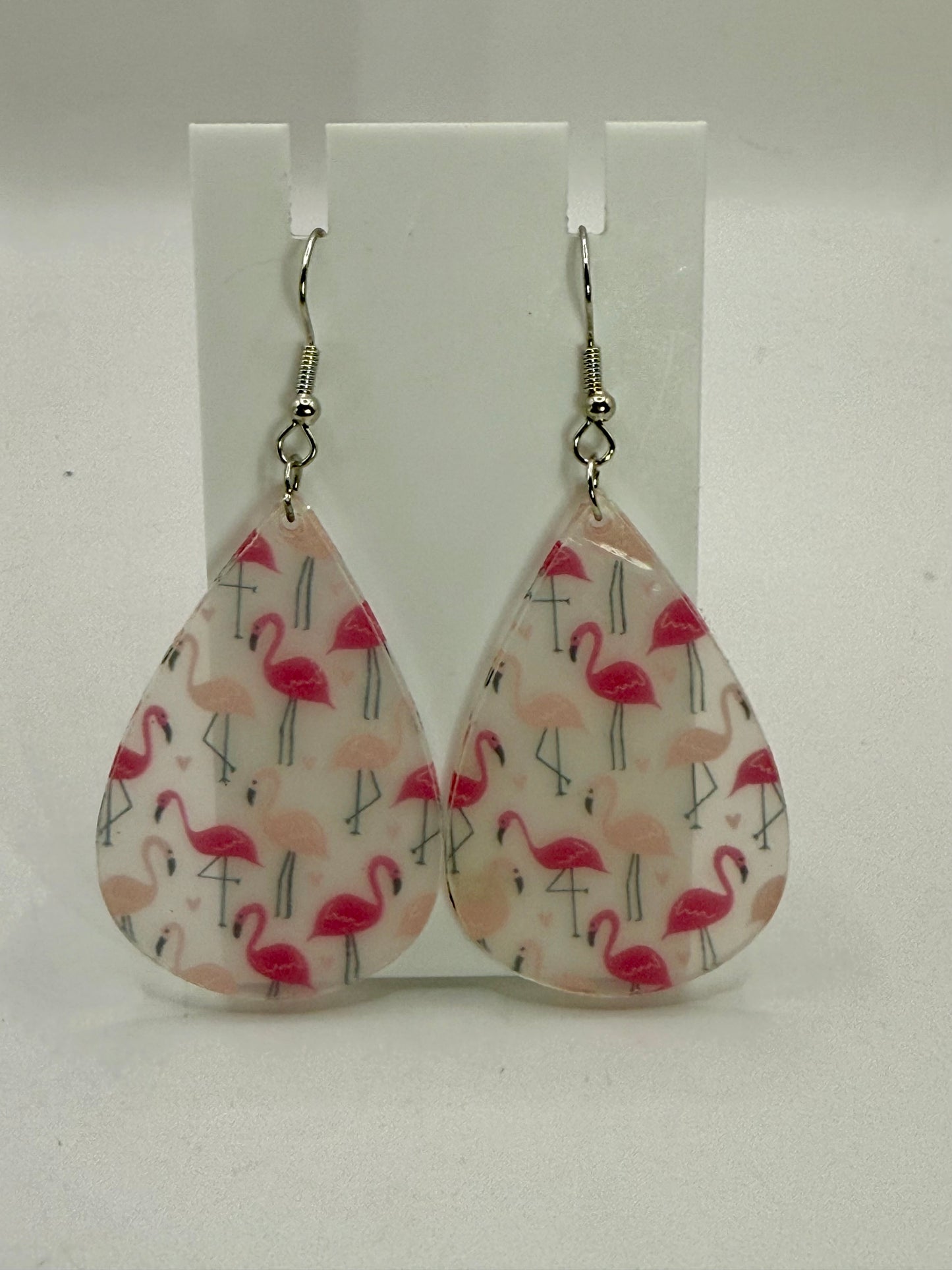 Pink Flamingo Teardrop Earrings – Lightweight Dangle Earrings, Fun Summer Jewelry, Tropical Statement Earrings