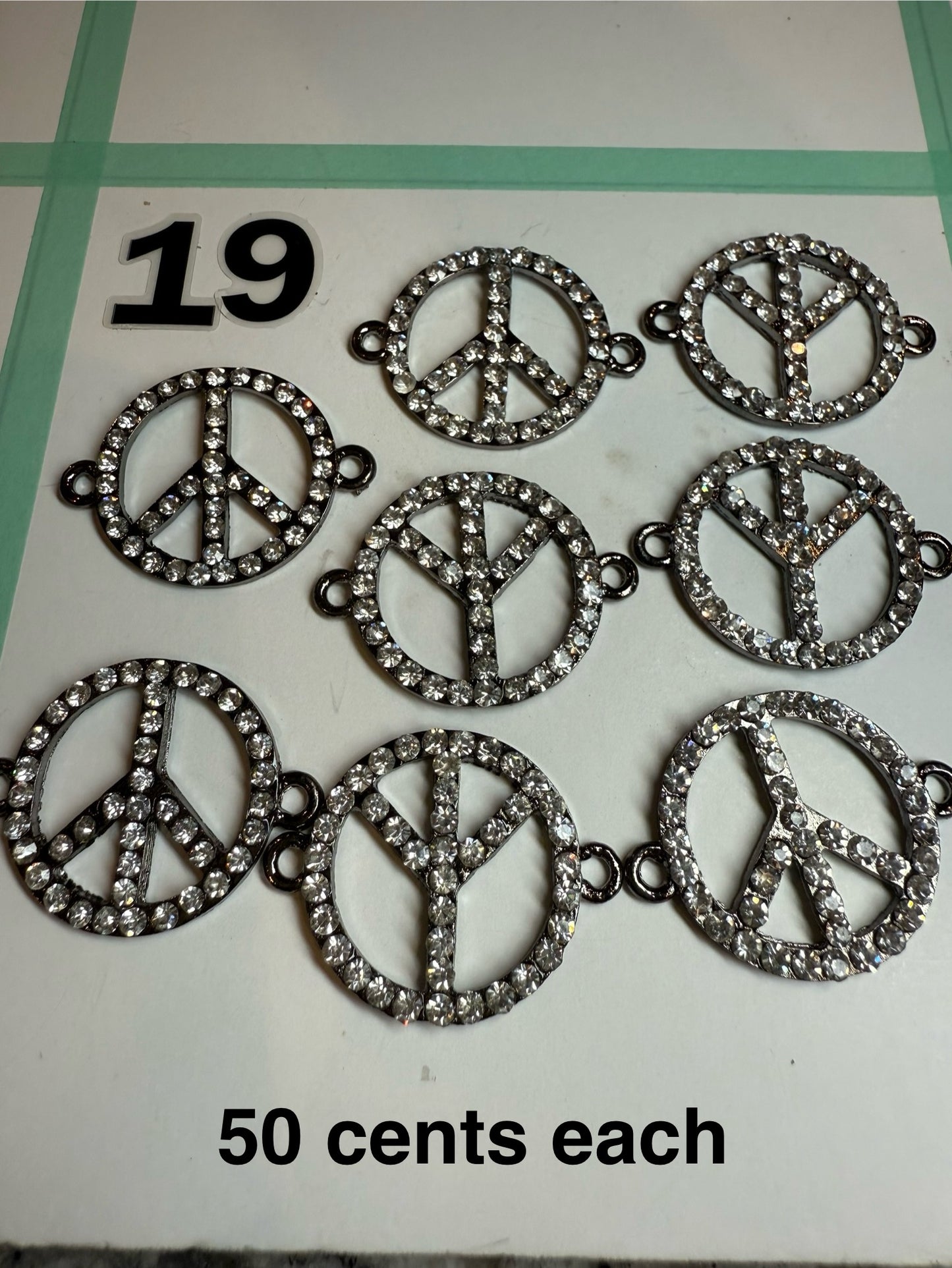 Destash - Peace Sign Connectors Black Plated