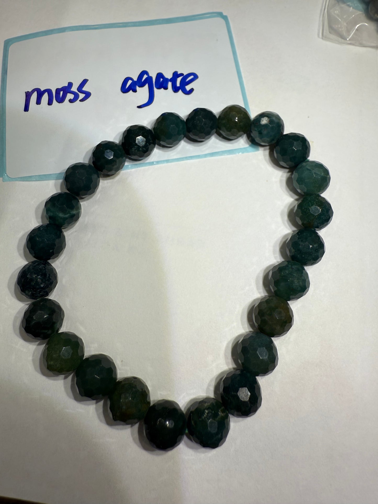 DESTASH - 8mm Faceted Moss Agate
