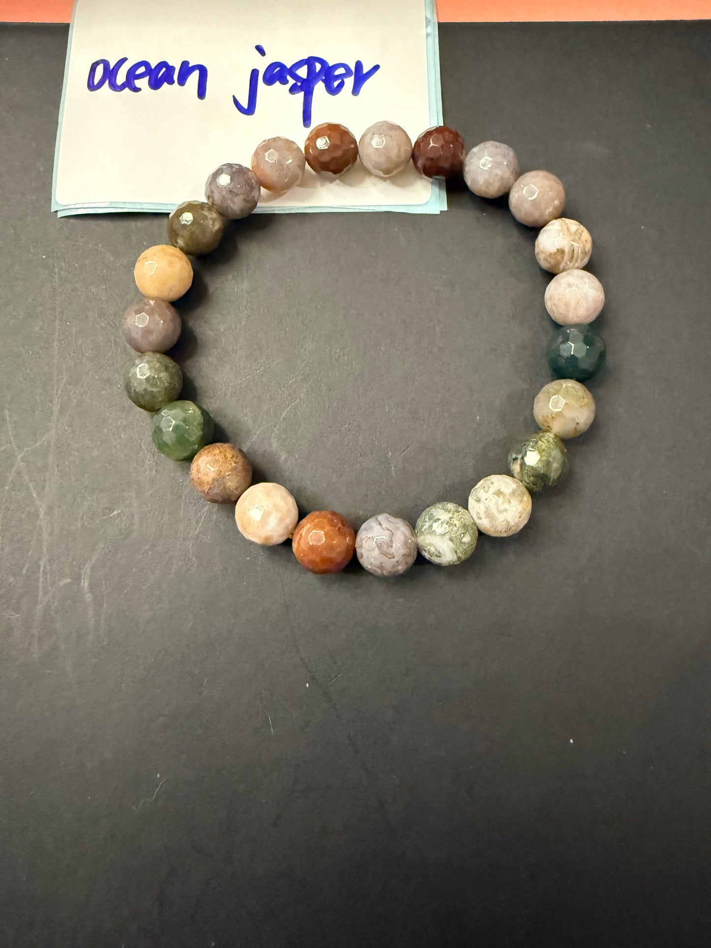 DESTASH - 7mm Ocean Jasper 24 beads on strand - faceted
