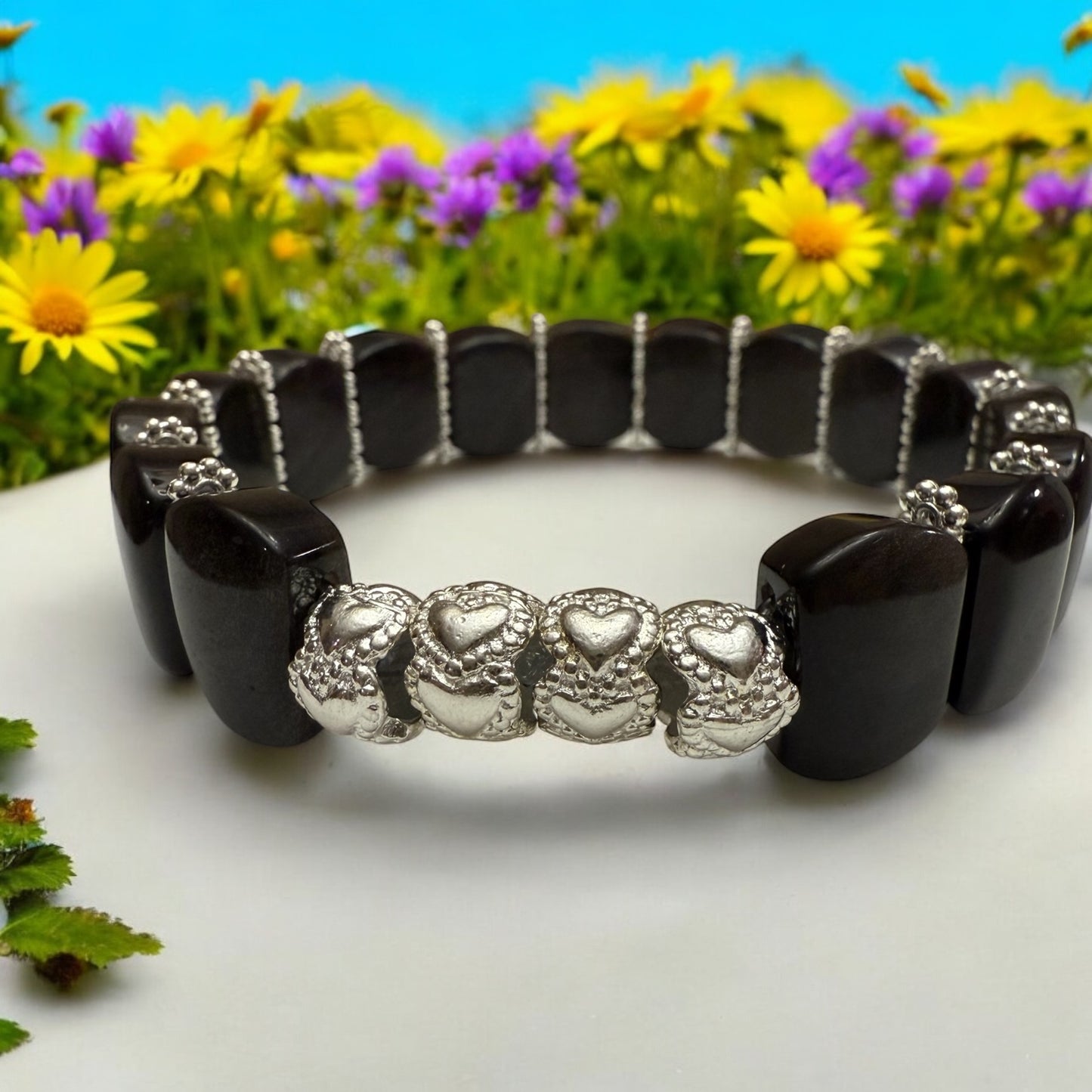 Rainbow Obsidian Stretch Bangle 8"