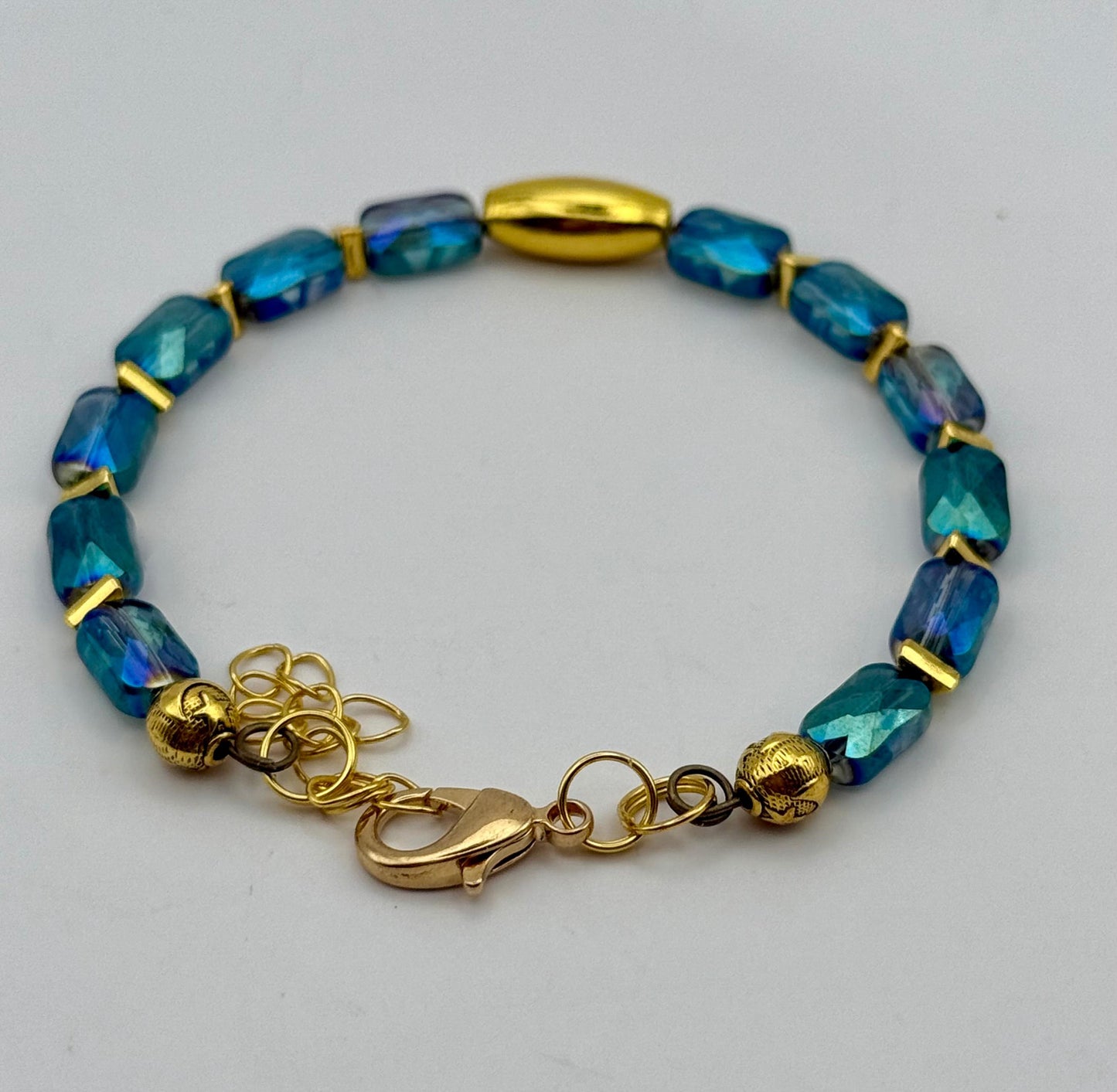 Blue and Green Prism Bracelet 7.5"