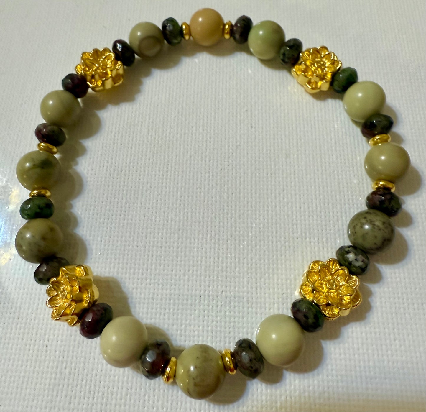 Serpentine Jasper (Green) Stretch Bracelet 7.5"