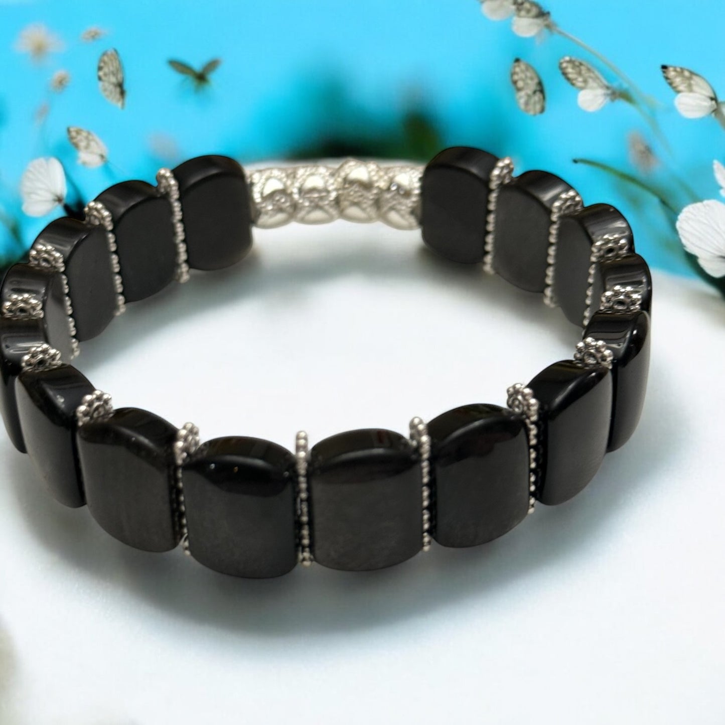 Rainbow Obsidian Stretch Bangle 8"