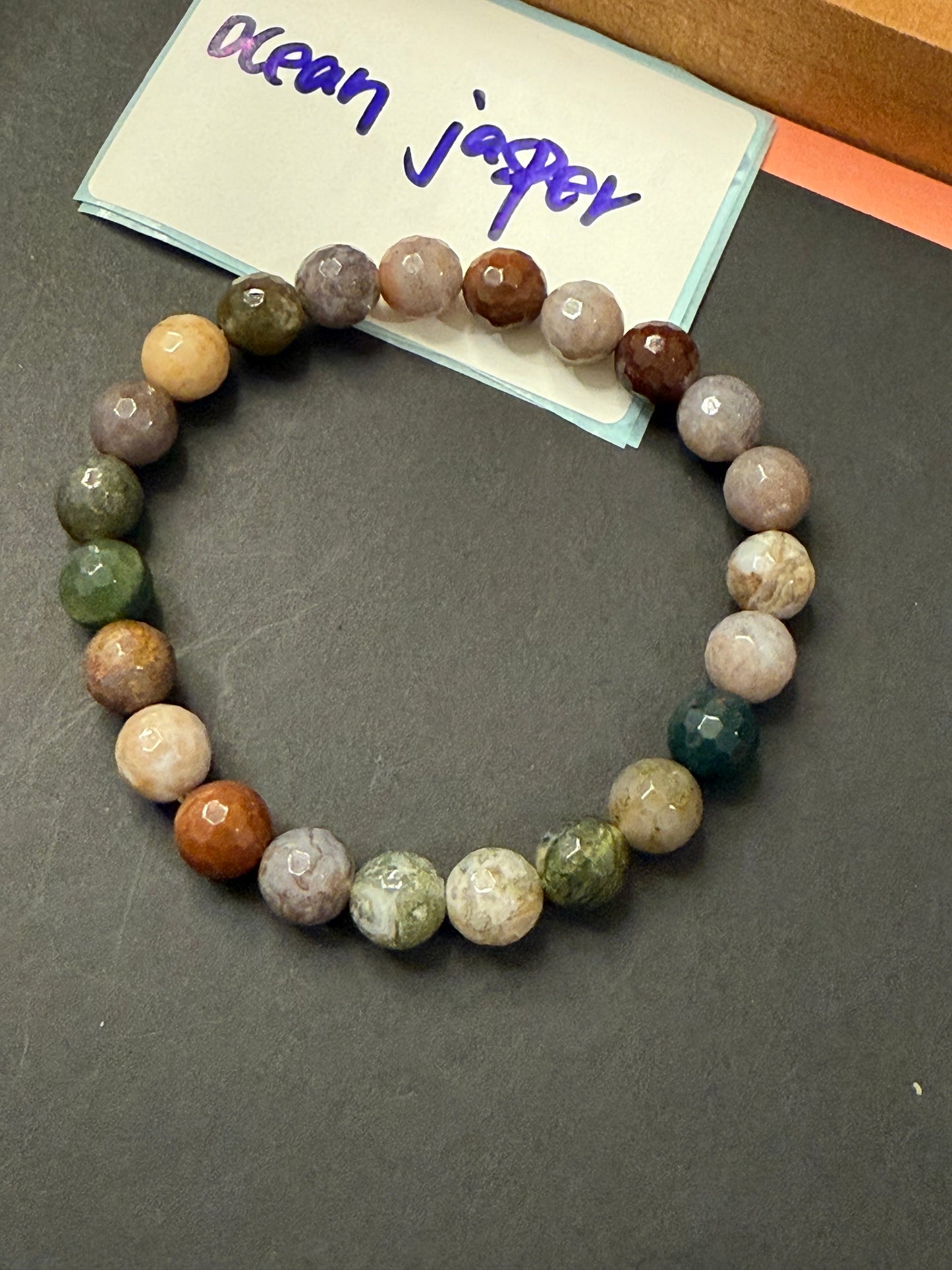 DESTASH - 7mm Ocean Jasper 24 beads on strand - faceted