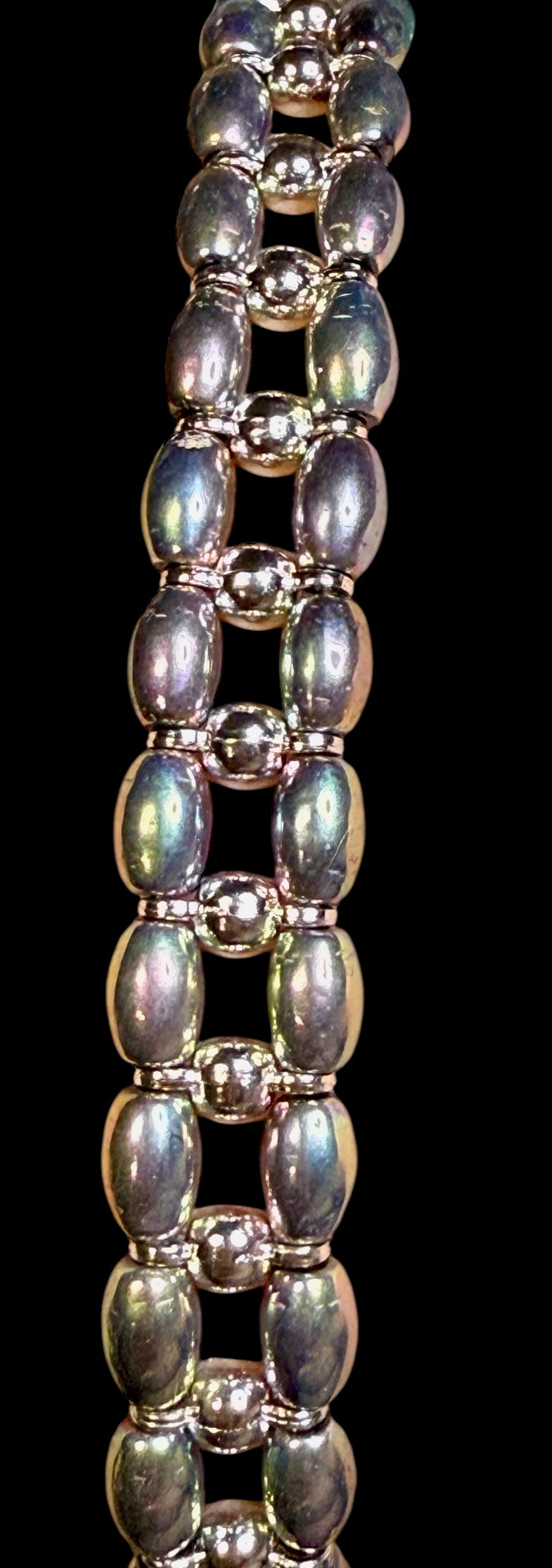 Rainbow Hematite Double Banded Stretch Bracelet 8"