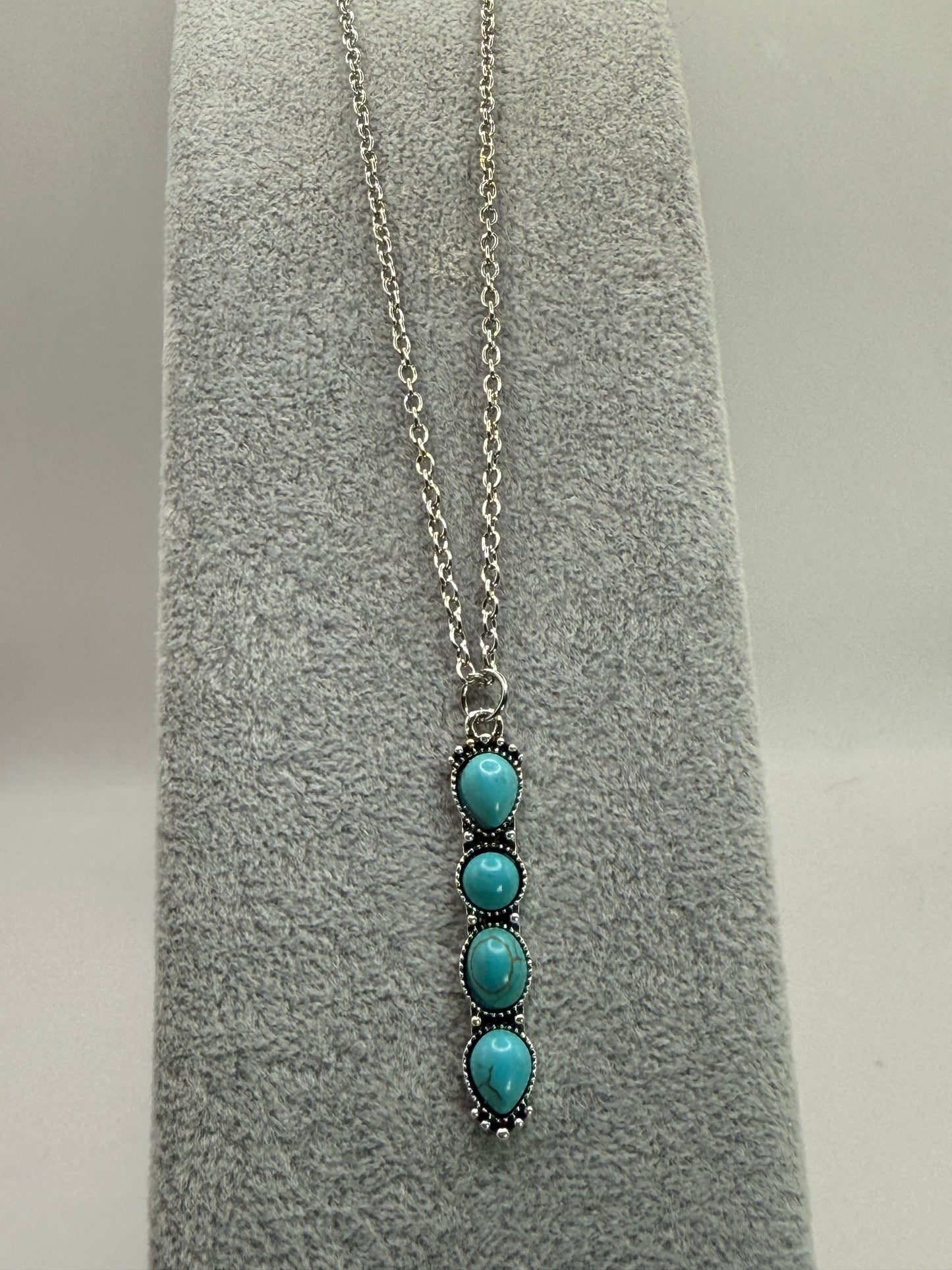 Turquoise Howlite Necklace & Earrings Set – 18” Silver Chain with Free Matching Earrings