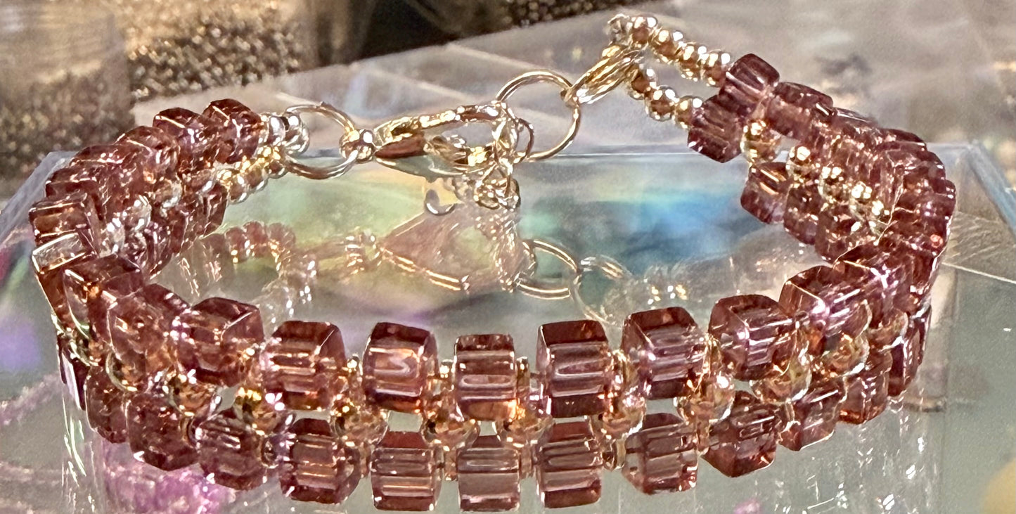 Cubed Purple Double Band Bracelet 7.75"