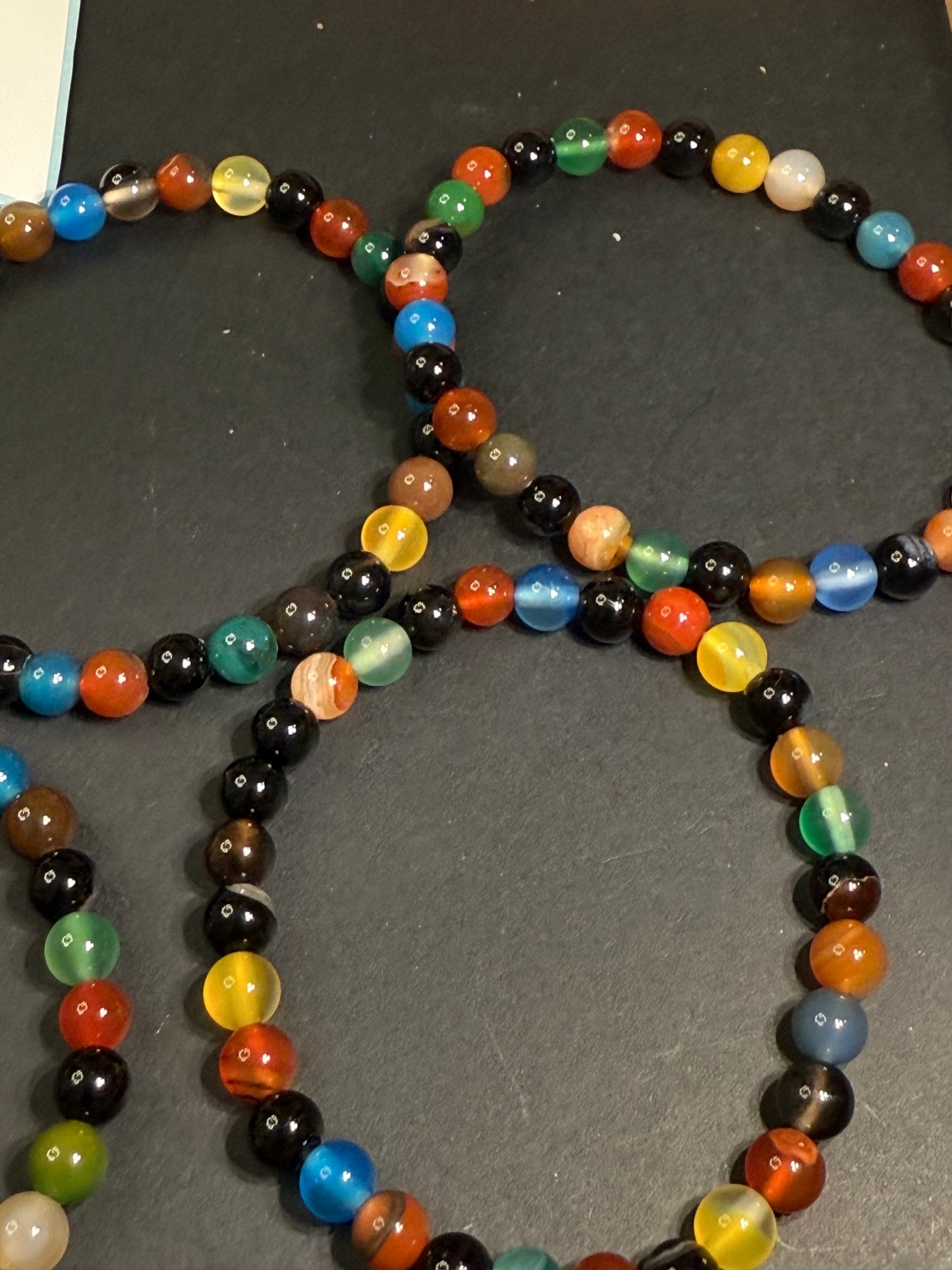 DESTASH -6mm Multi Color Agate about 23 per strand