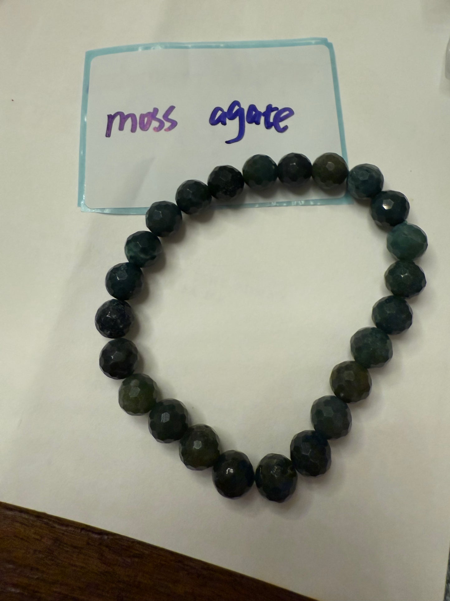 DESTASH - 8mm Faceted Moss Agate