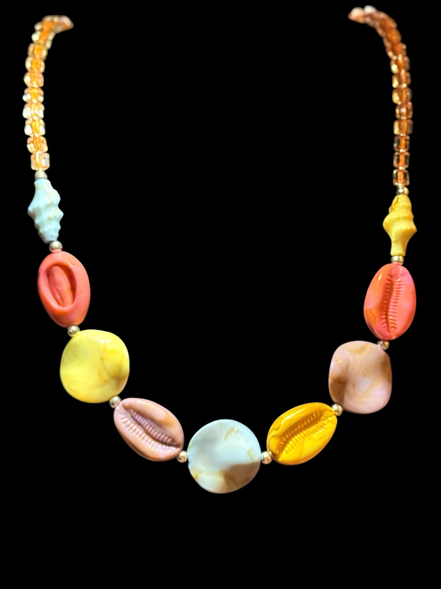 Chunky Seashell Necklace & Earrings Set – 20” Summer Statement Jewelry, Ocean Inspired, Colorful Beach Boho Gift for Her