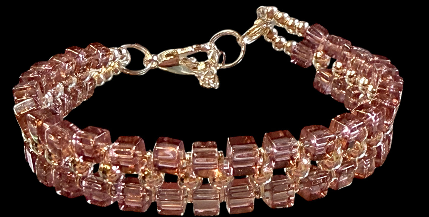 Cubed Purple Double Band Bracelet 7.75"
