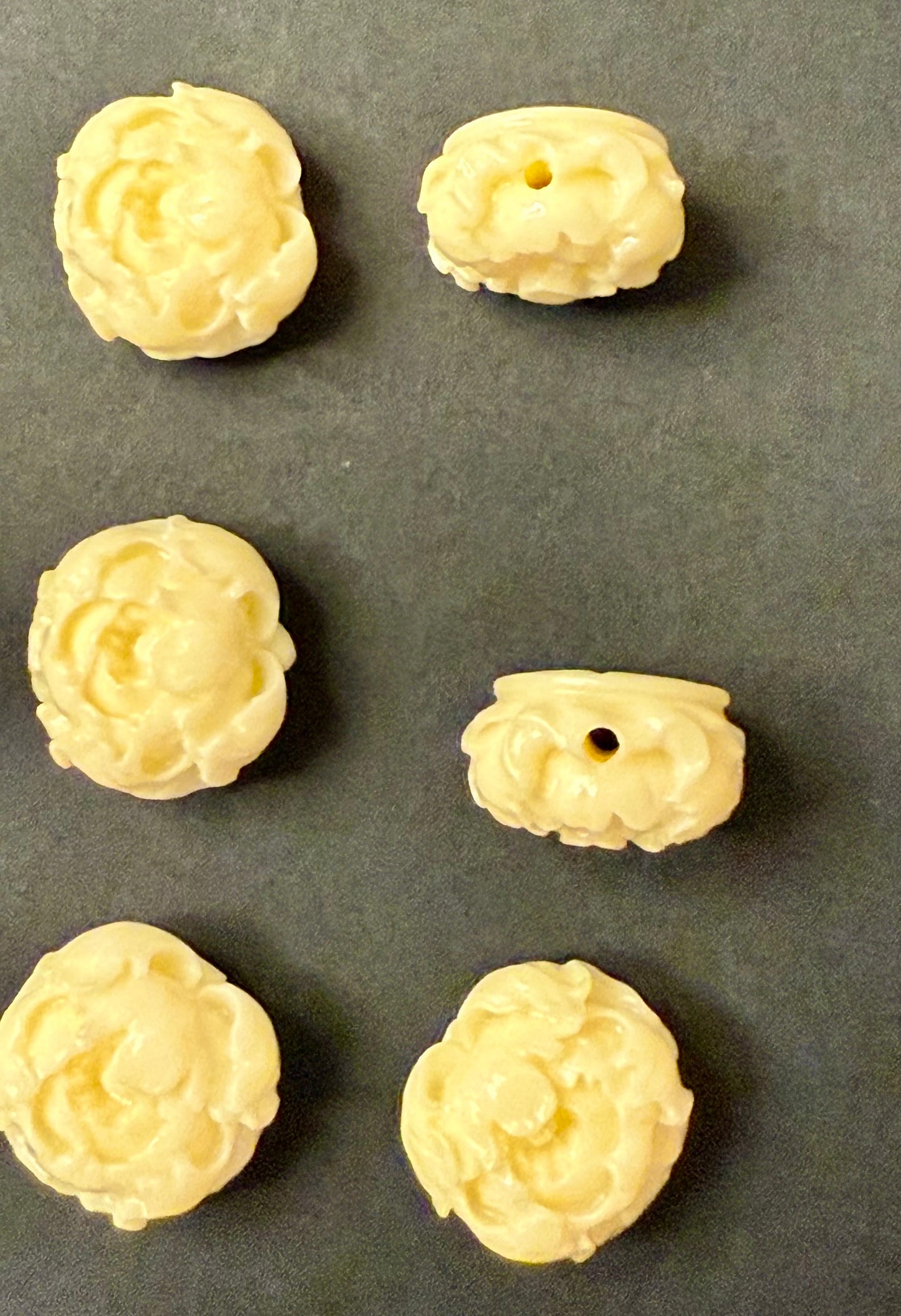 DESTASH - Natural Shell Carved Roses Focals Set of 10