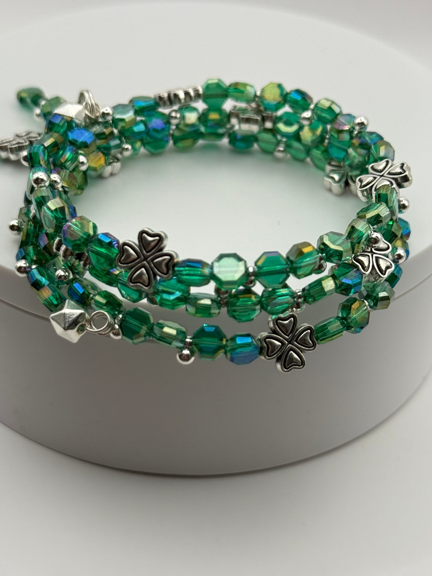St. Patrick's Day Lucky Clover wrap bracelet