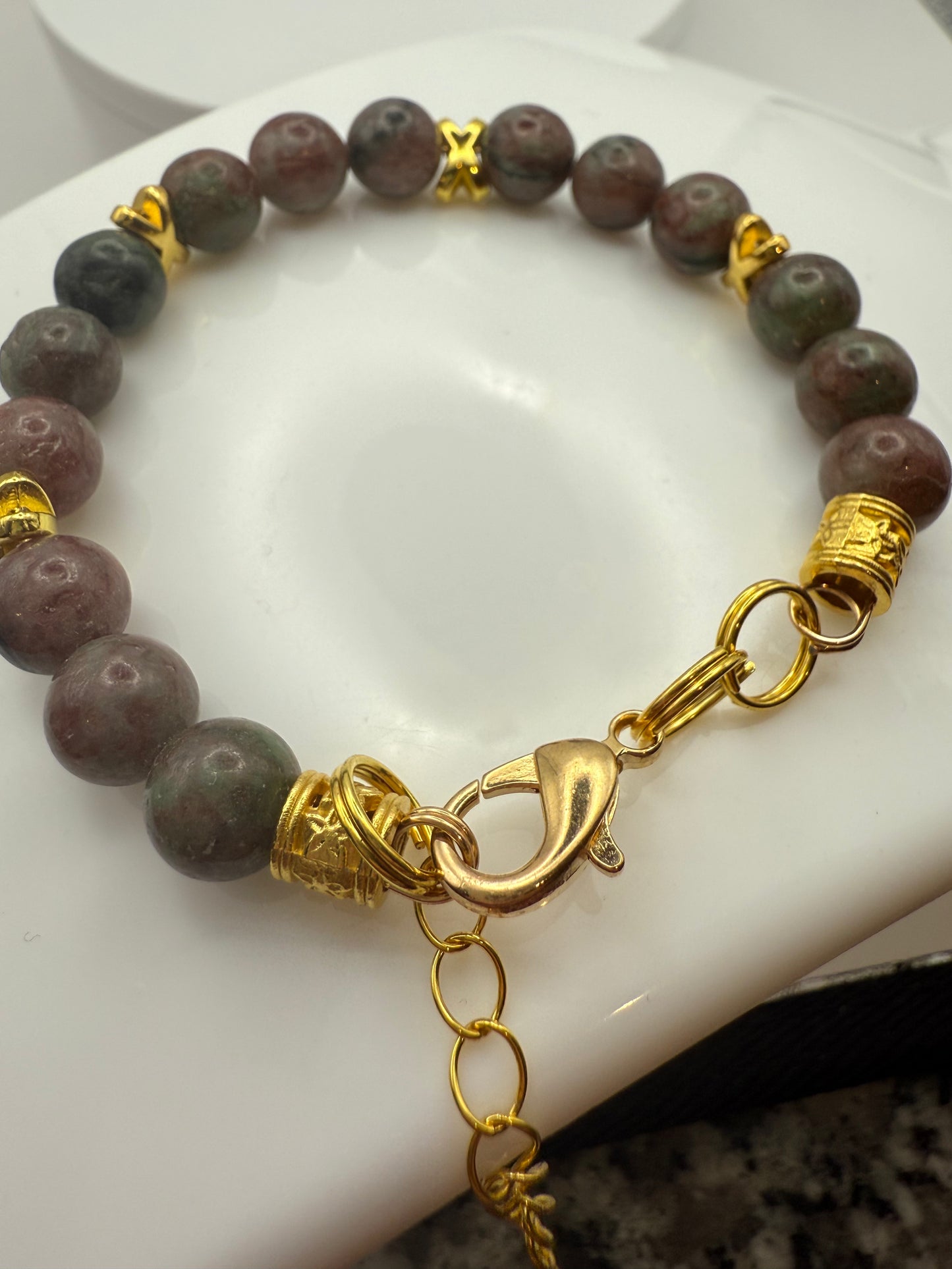 Unakite Crystal Wired Bracelet 7"