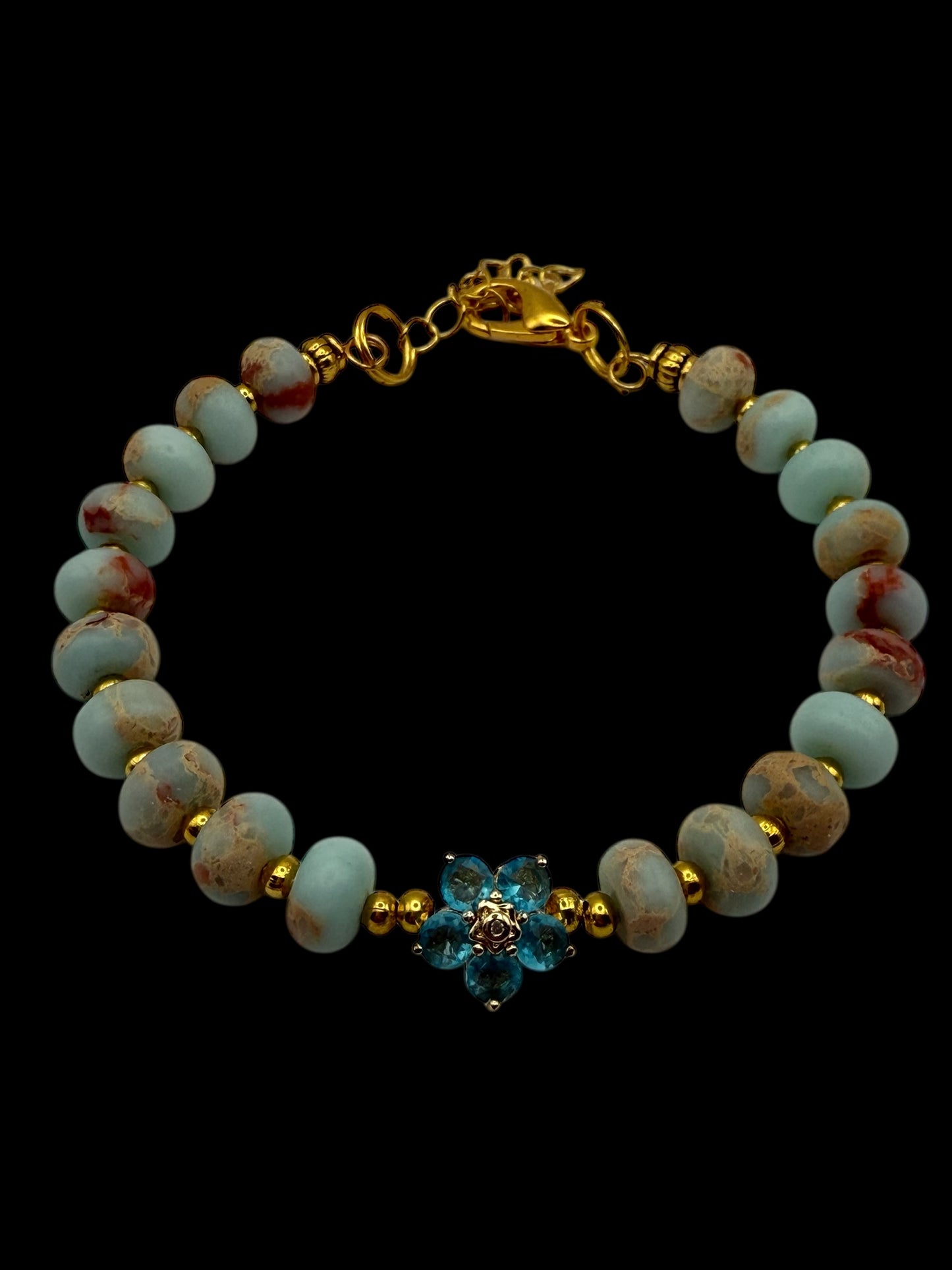 Shoushan Stone with Blue Floral Focal 7.5"