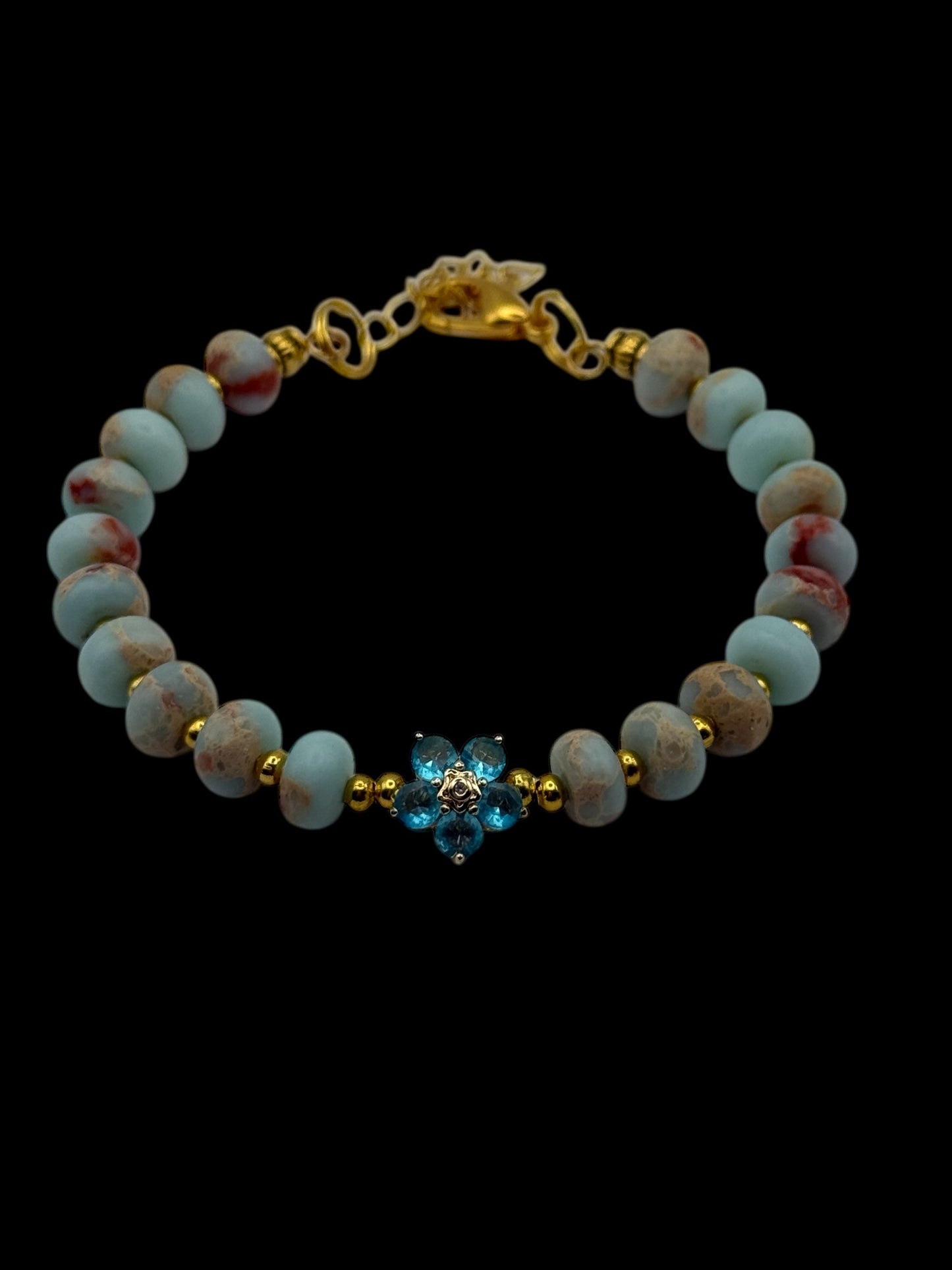 Shoushan Stone with Blue Floral Focal 7.5"