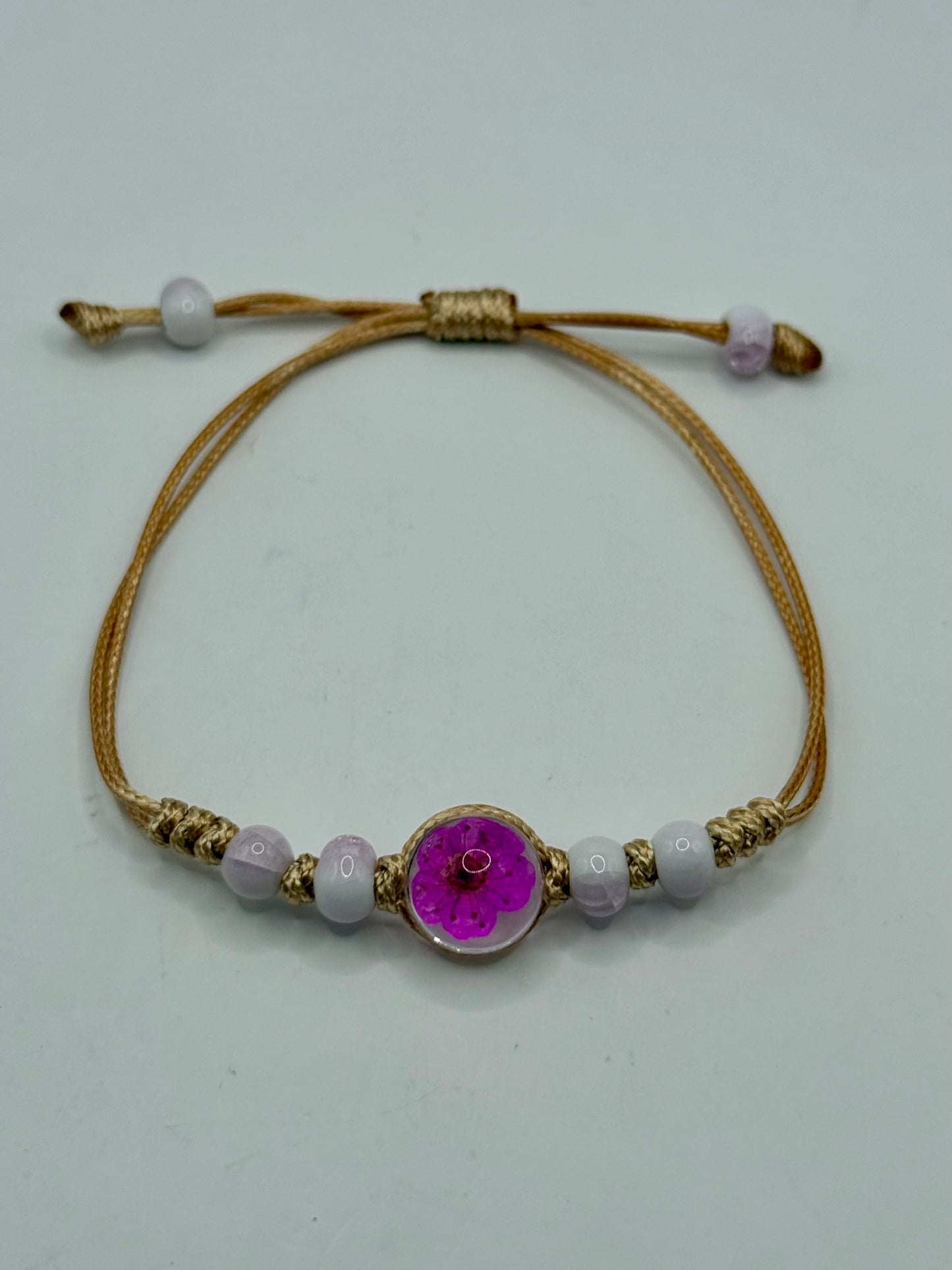 Adjustable Anklet or Bracelet with Purple Flower Charm | One Size Fits All Handmade Jewelry | Boho Chic Gift for Her