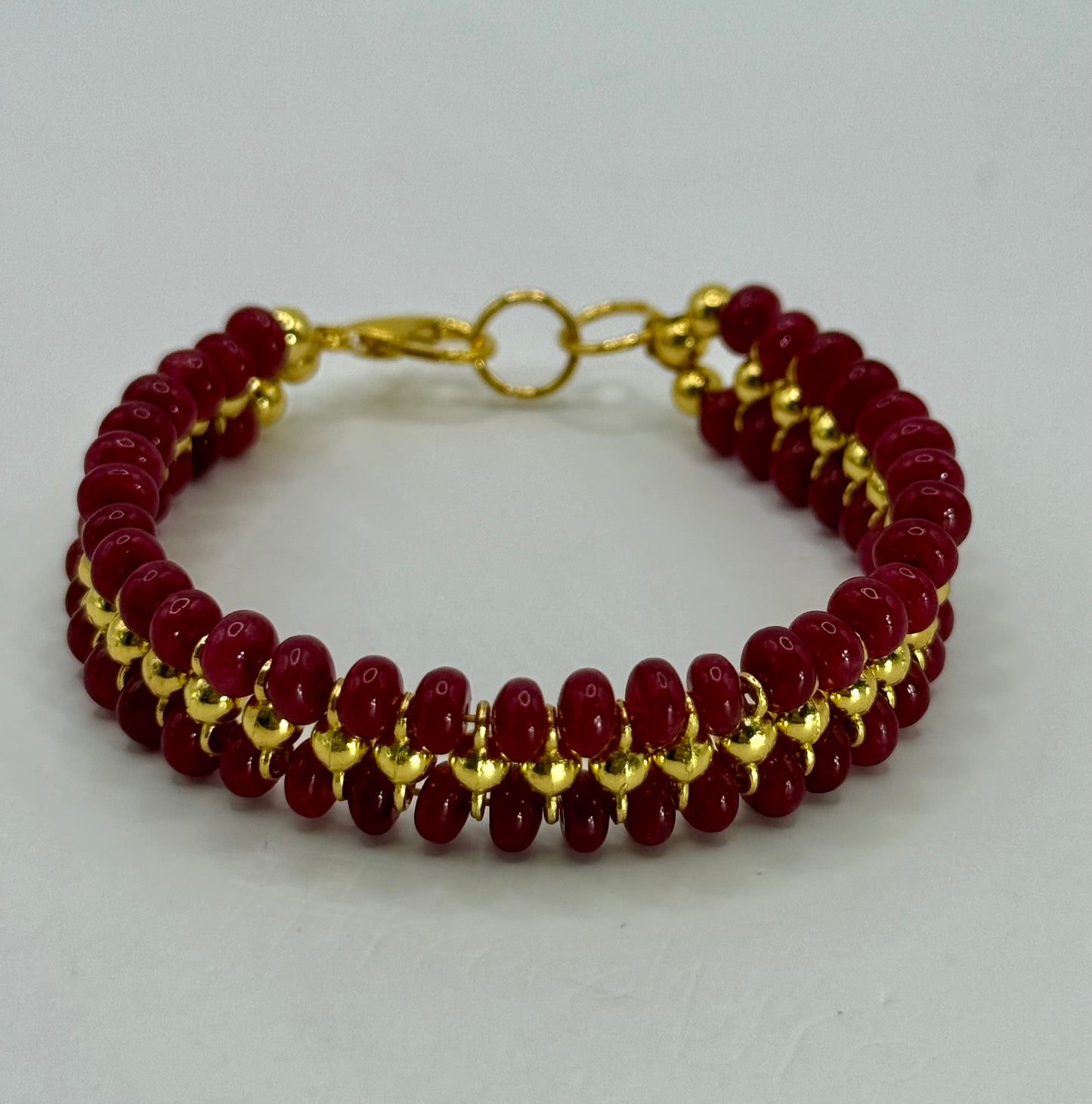 Ruby Gemstone Bracelet | 7.25” Ruby and Gold Bracelet | Natural Ruby Jewelry | Handmade Clasp Bracelet | Gift for Her