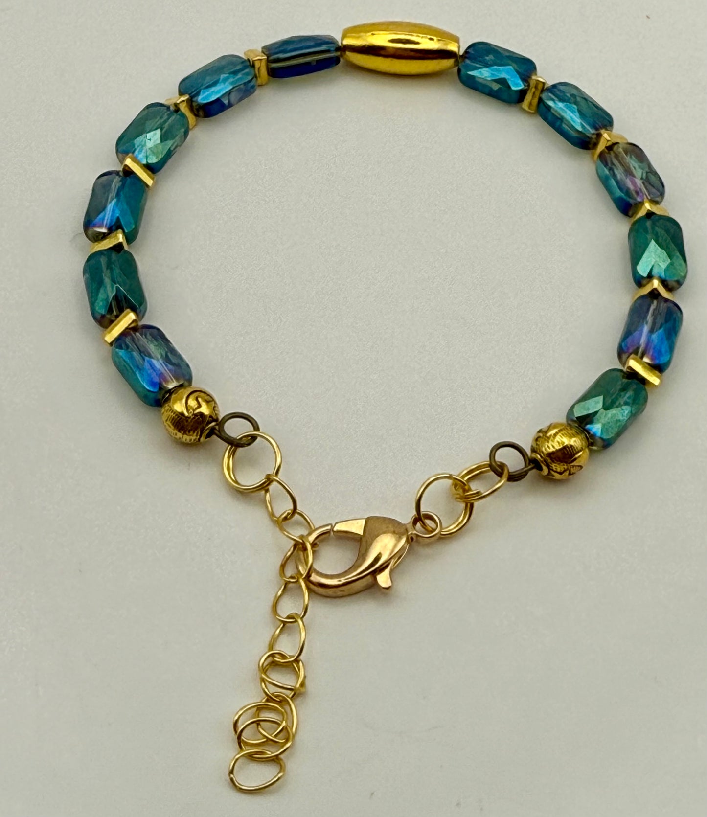 Blue and Green Prism Bracelet 7.5"