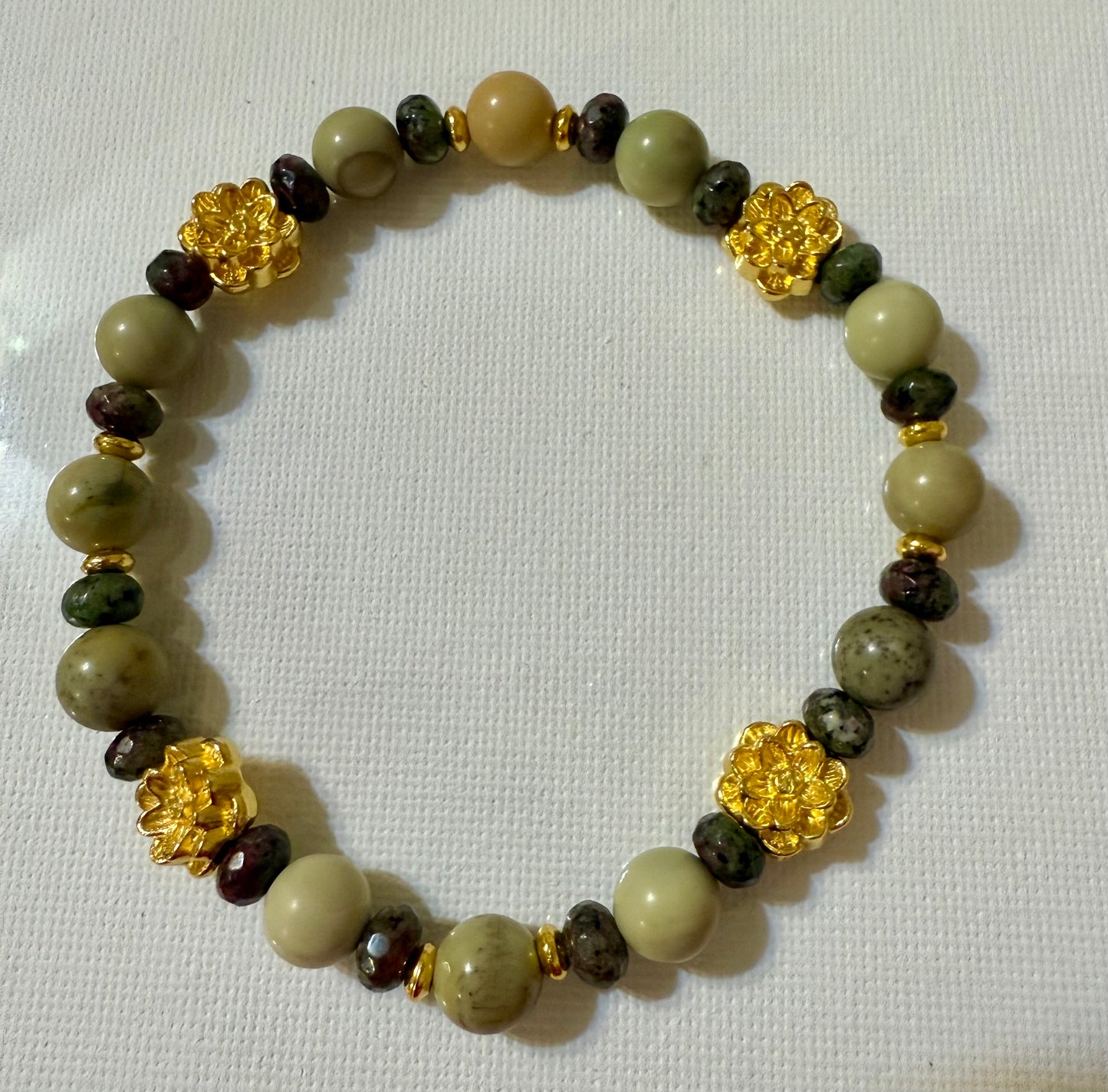 Serpentine Jasper (Green) Stretch Bracelet 7.5"