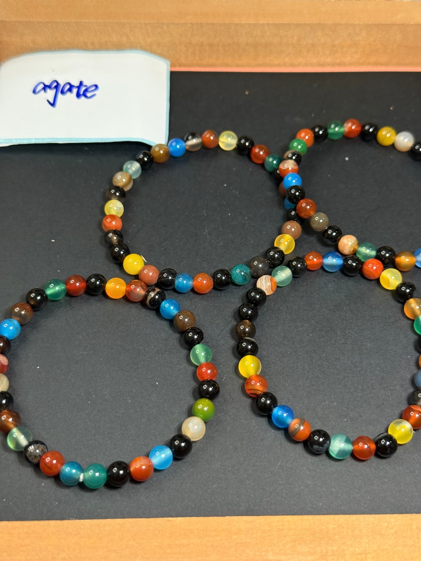 DESTASH -6mm Multi Color Agate about 23 per strand