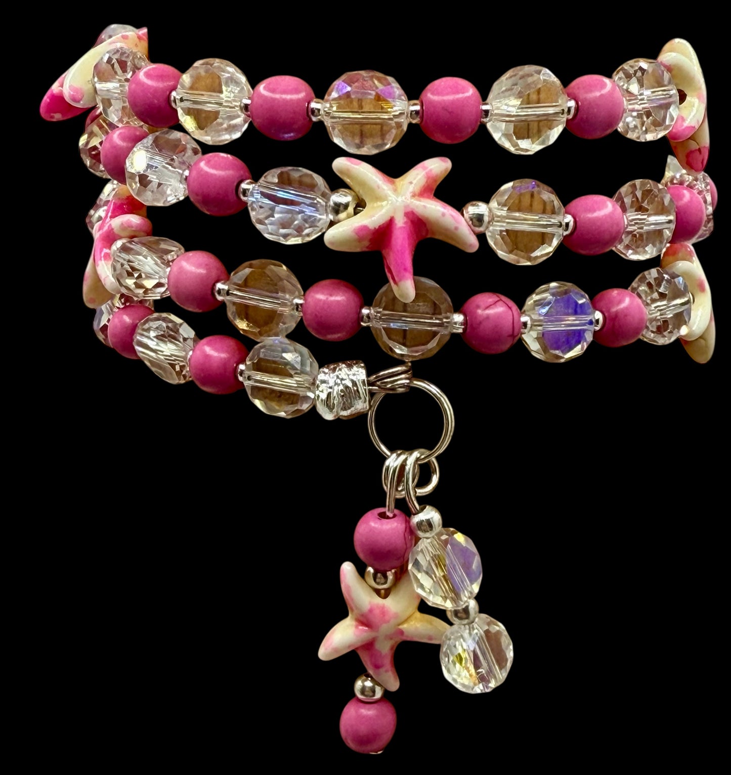 Pink Turquoise Starfish Wrap Bracelet