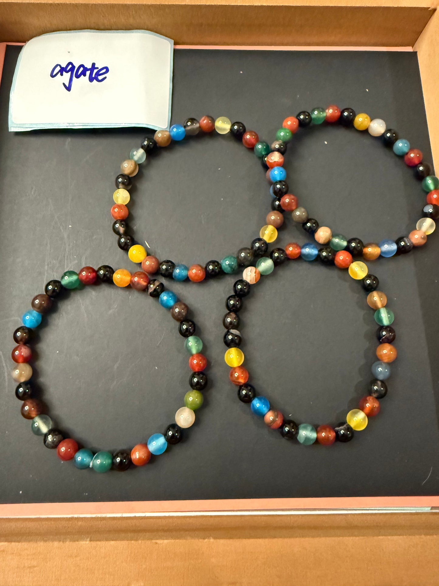 DESTASH -6mm Multi Color Agate about 23 per strand