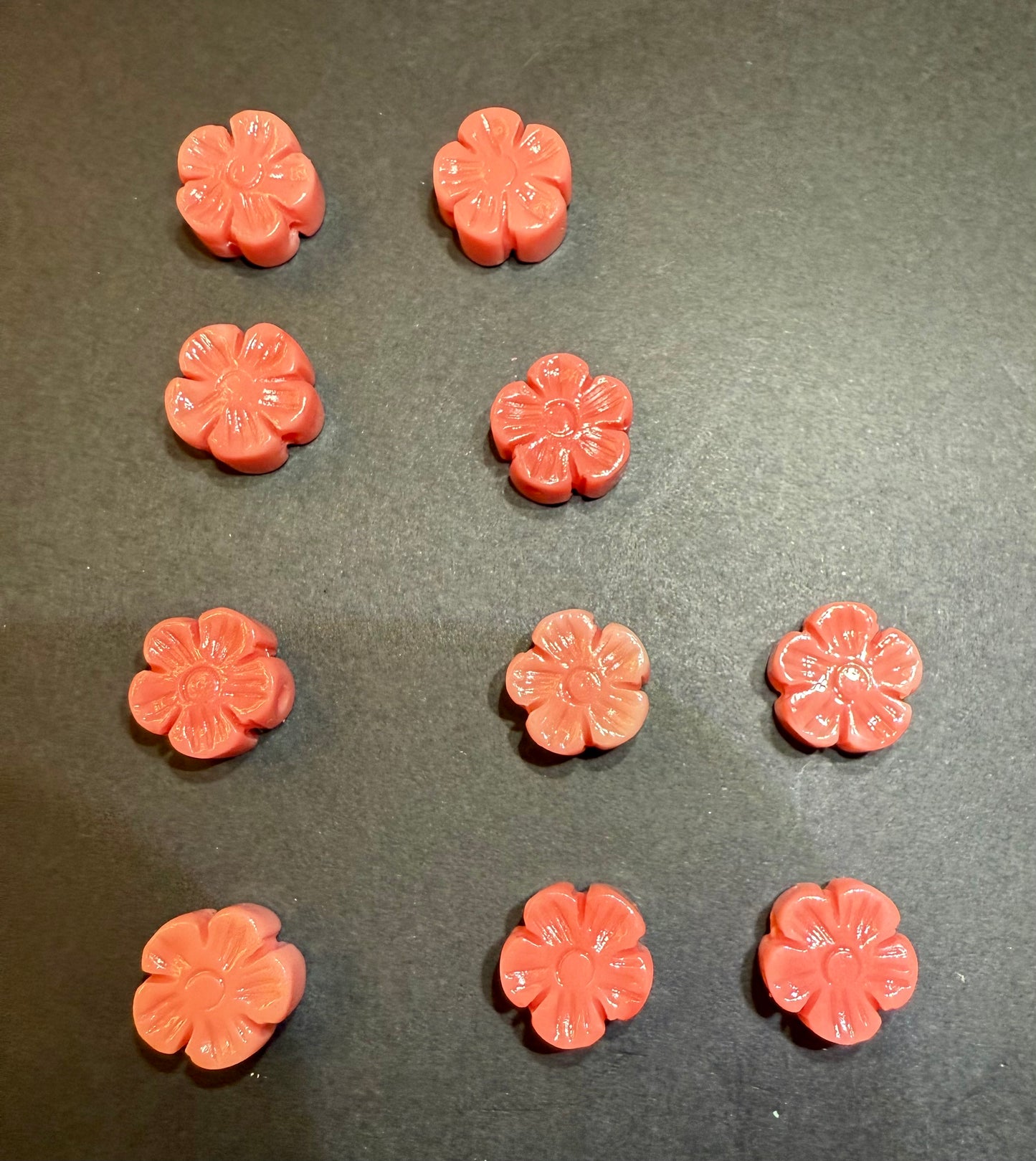 DESTASH - Peach/Pink Hibiscus Shell Focal. Set of 10