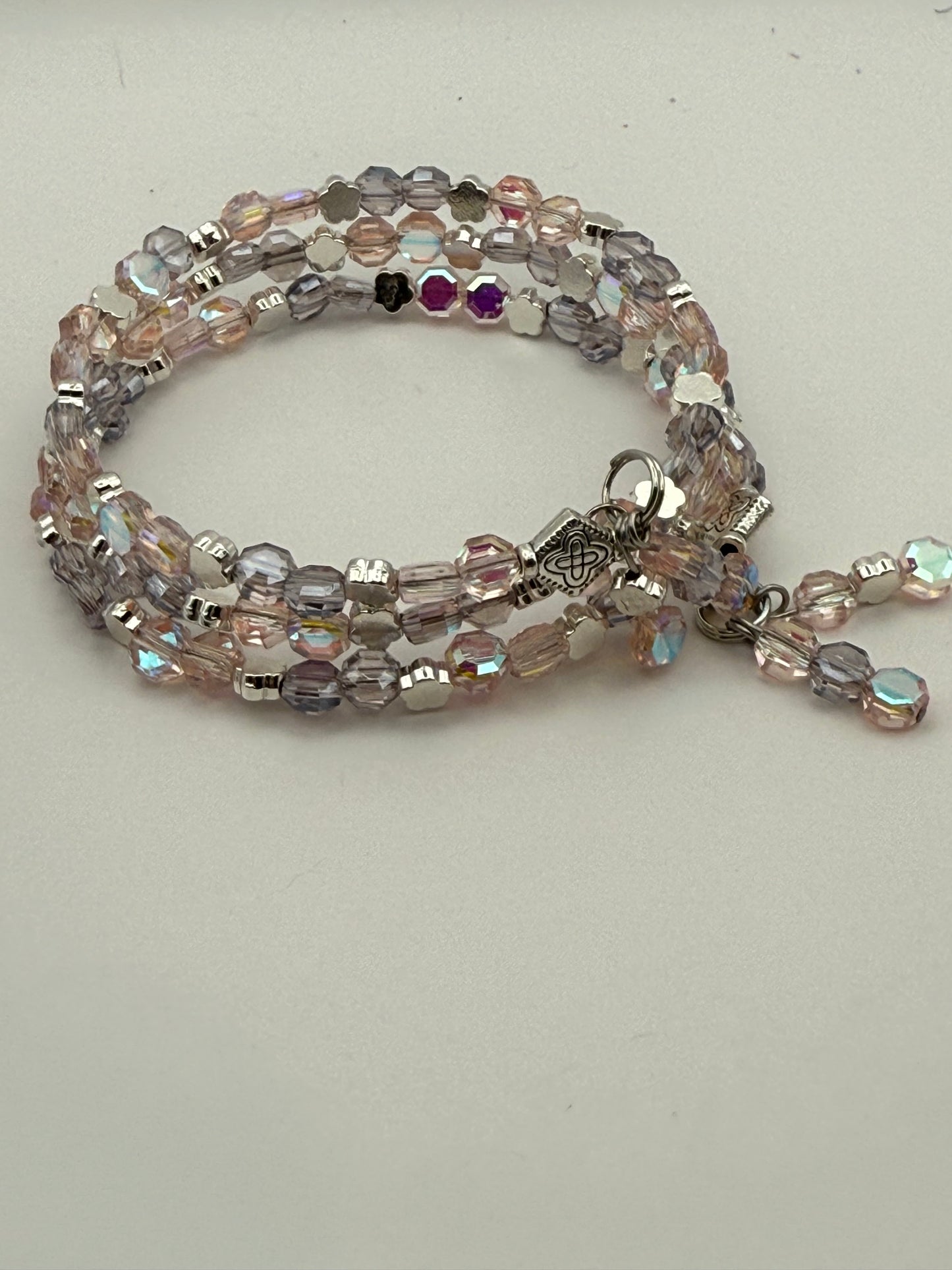 Blush Pink wrap bracelet with petal accents