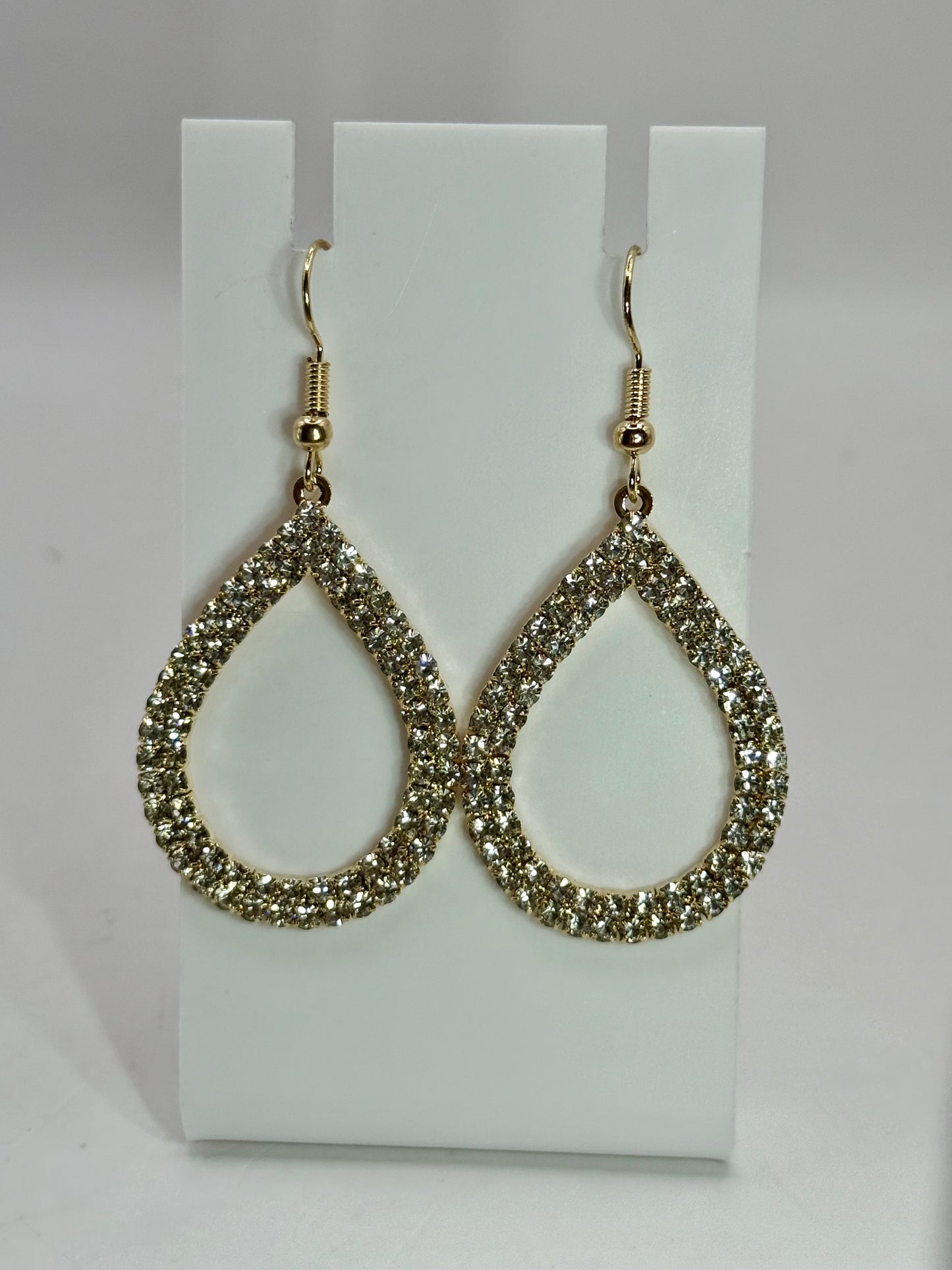 Gold Teardrop Rhinestone Earrings – Sparkly Dangle Earrings, Statement Jewelry, Elegant Evening Earrings, Gift for Her