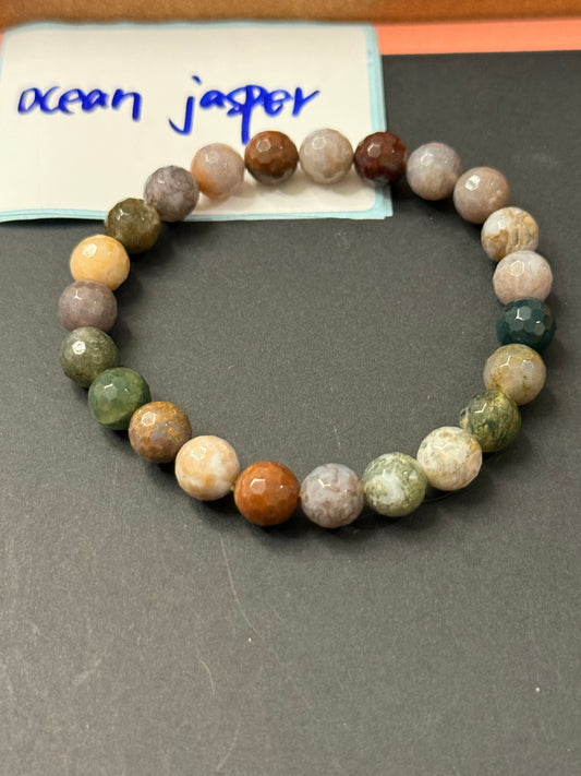 DESTASH - 7mm Ocean Jasper 24 beads on strand - faceted