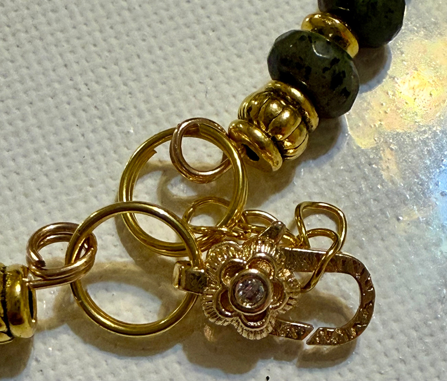 Zoisite with Ruby Inclusion with Gold Accents 7.75"