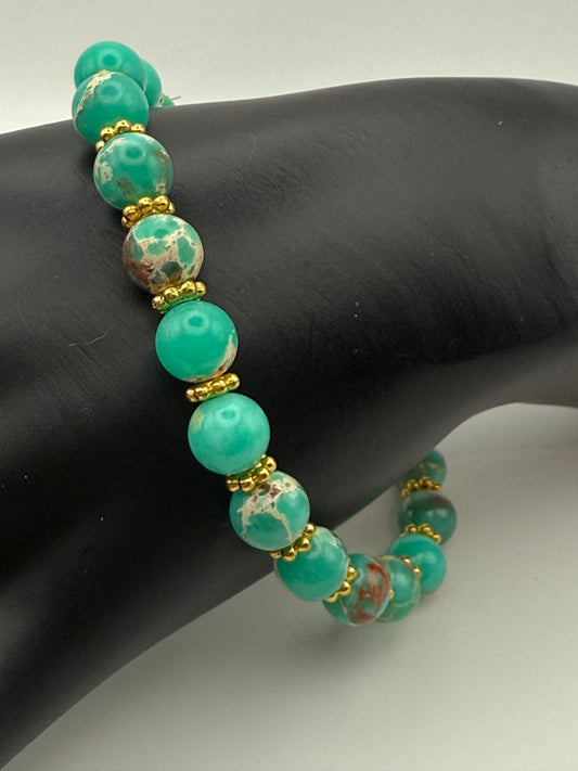Variscite (Impression Jasper) Elastic Bracelet 8"