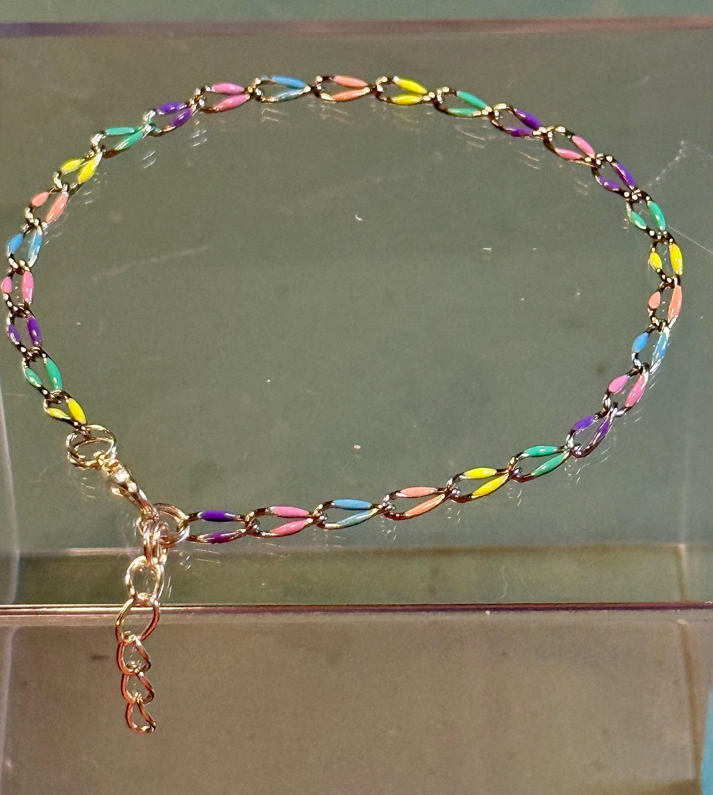 Multi-Pastel Chain Bracelet 8" with matching swag-style earrings