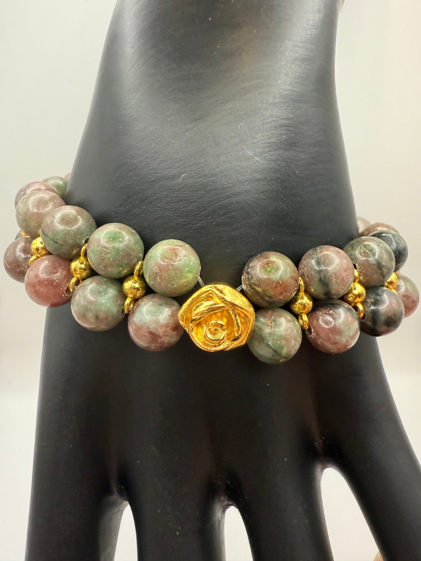 Colorful Unakite 8mm Double Strand Stretch Bracelet 7.75"