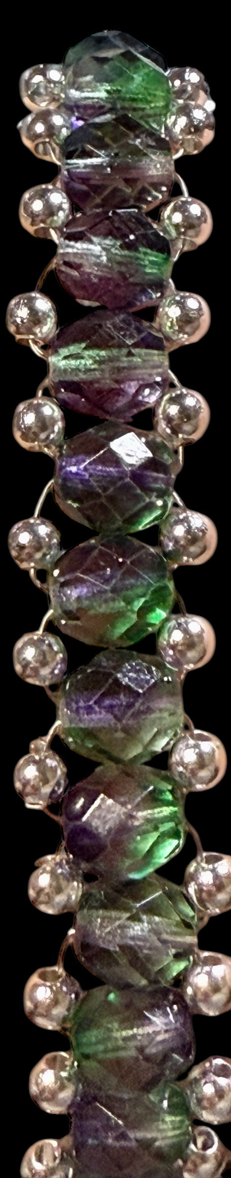 Blueberry and Green Barrel Bracelet 7.75"