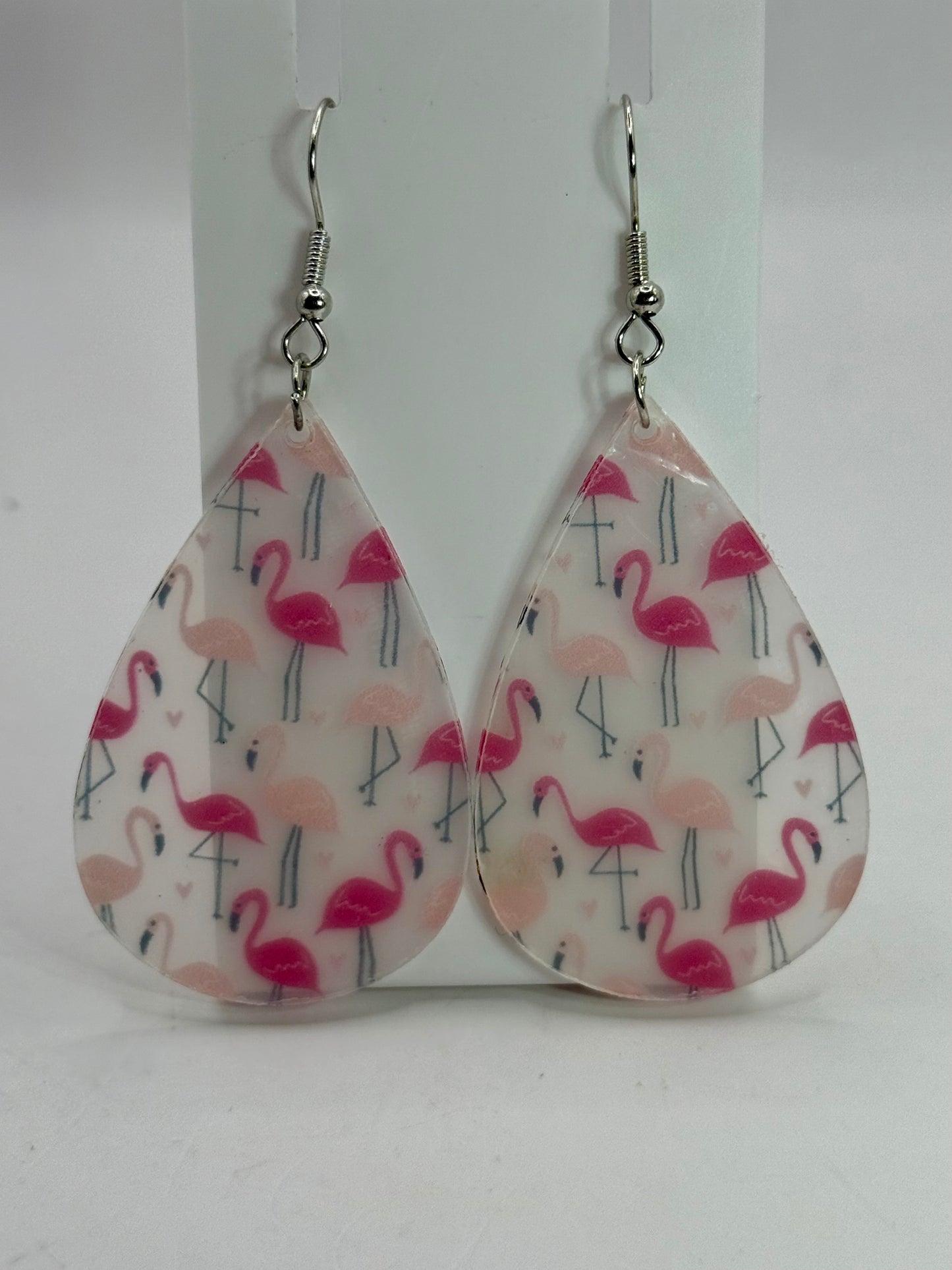 Pink Flamingo Teardrop Earrings – Lightweight Dangle Earrings, Fun Summer Jewelry, Tropical Statement Earrings