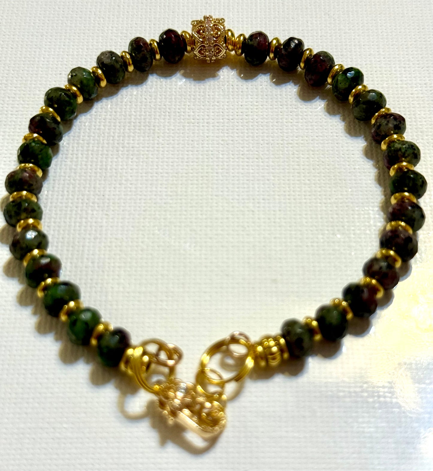 Zoisite with Ruby Inclusion with Gold Accents 7.75"