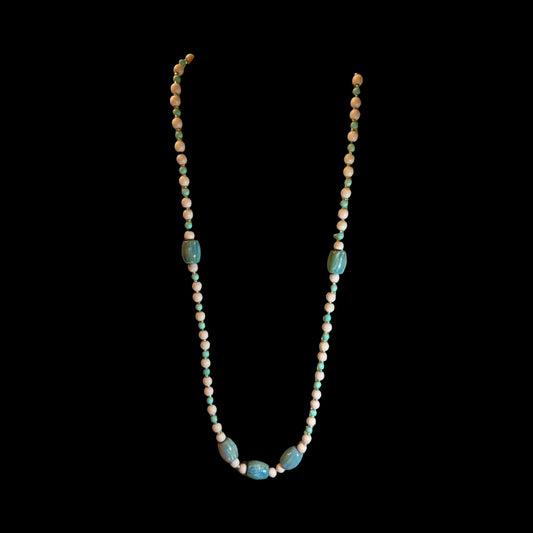 24” Necklace & 7.75” Matching Bracelet Set | Coastal Jewelry | Pink & Teal