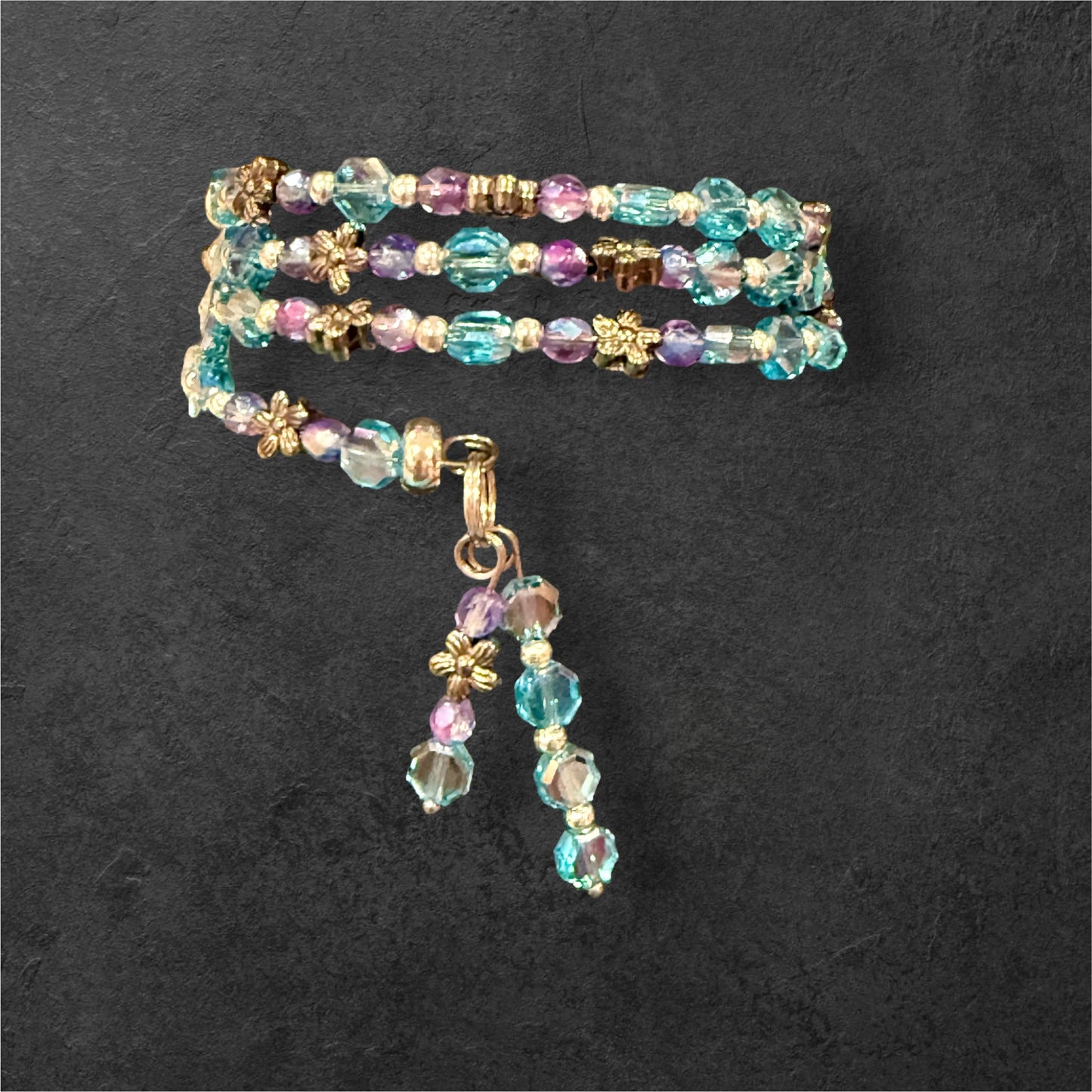 Wrap Bracelet - Czech glass (blue and purple)