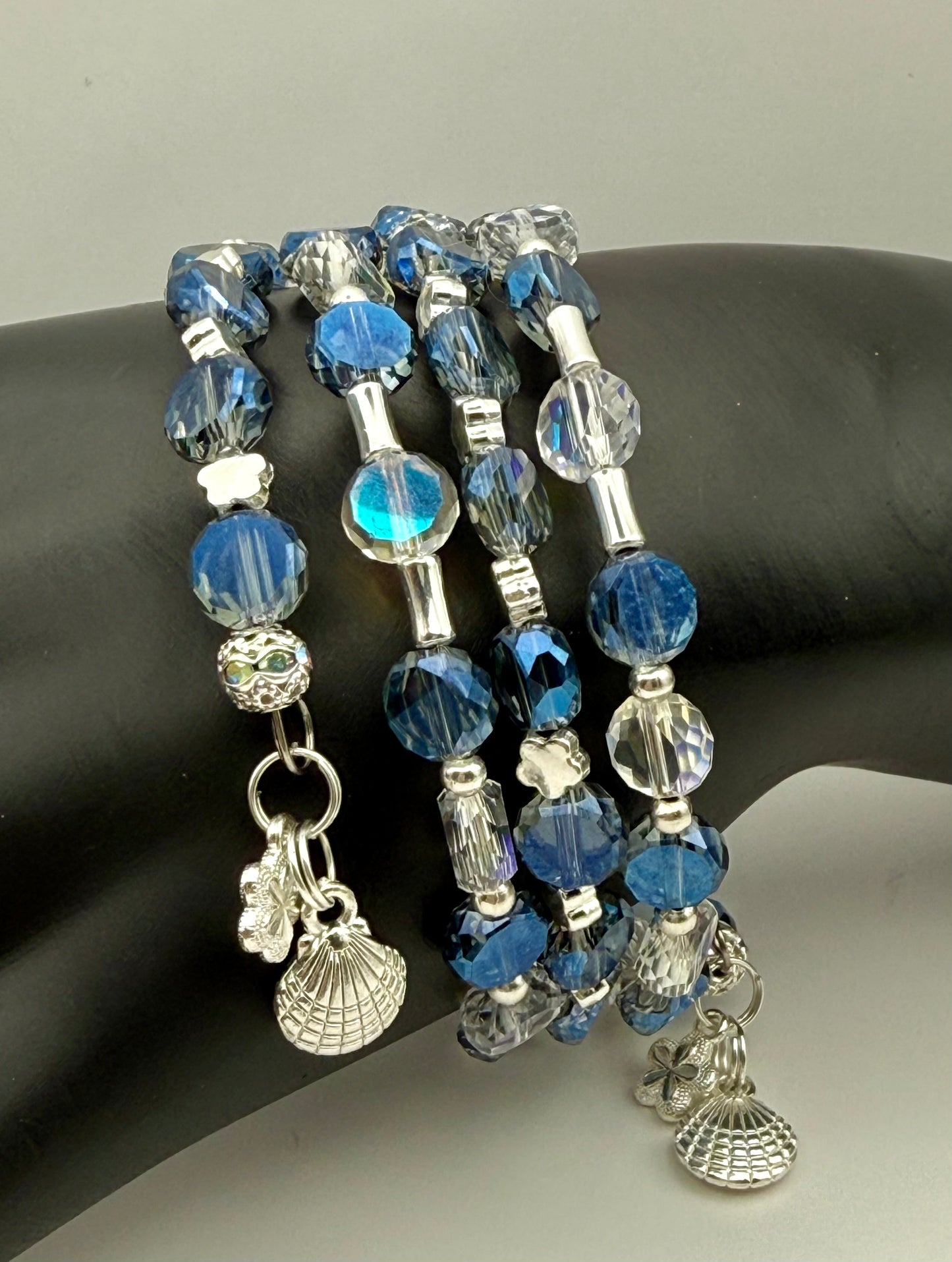Caribbean Waters Wrap Bracelet with silver accents