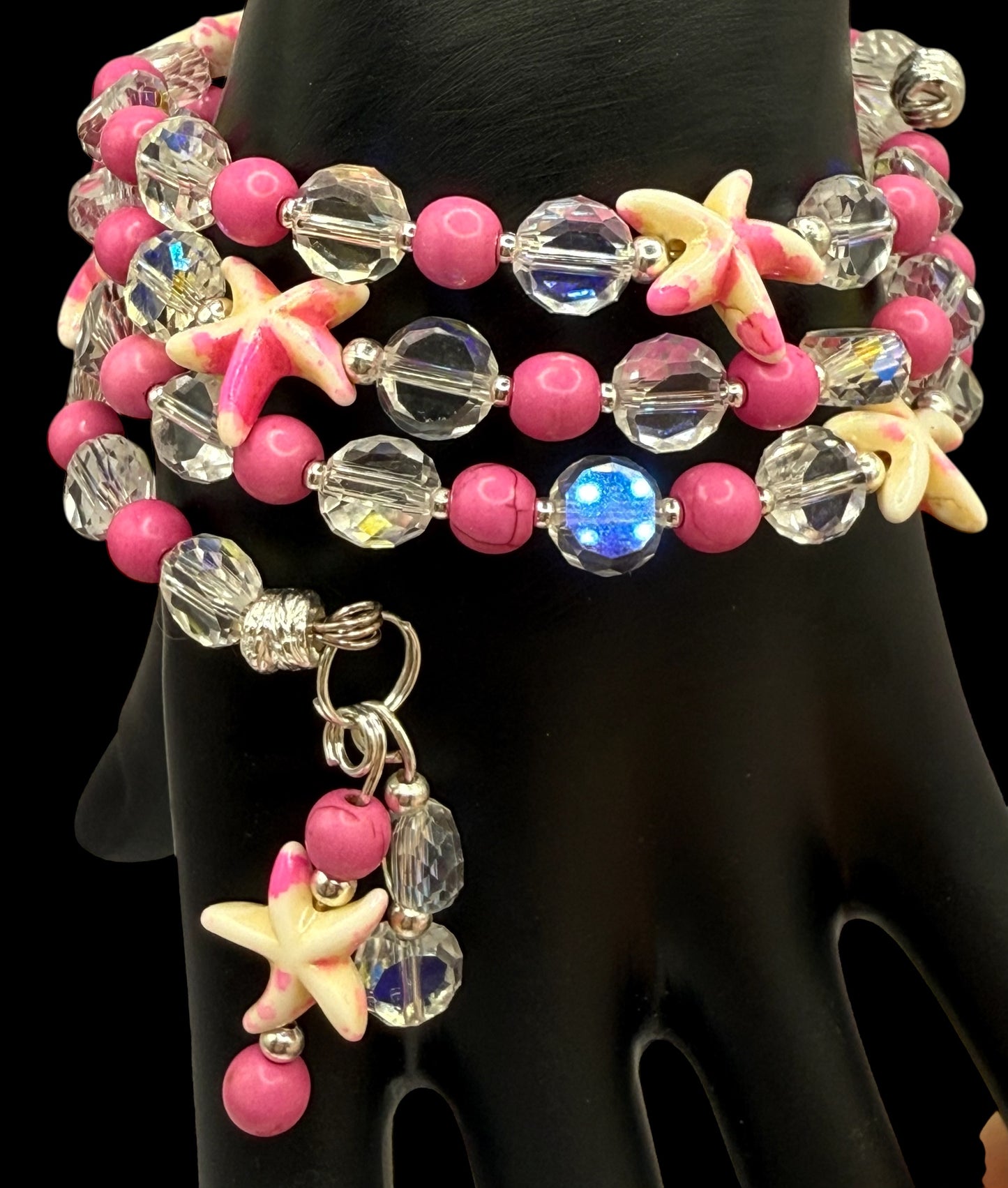 Pink Turquoise Starfish Wrap Bracelet