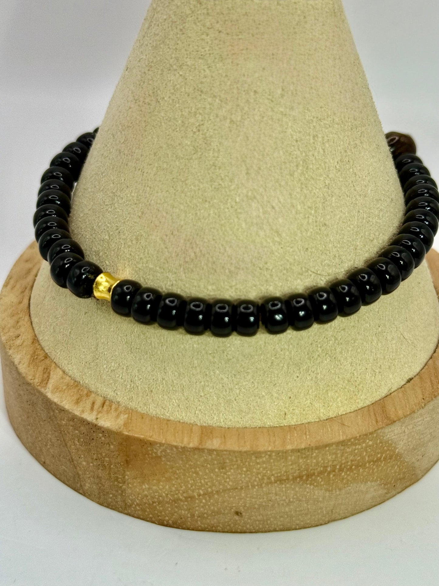 Unisex Tiger Eye & Onyx Stretch Bracelet | 7” Handmade Beaded Jewelry | Protection & Strength Gift
