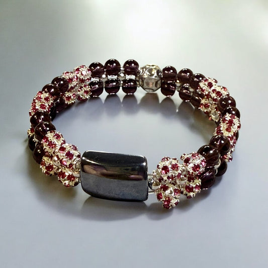 Amethyst and Terahertz Sparkle Stretch Bracelet 7.5"