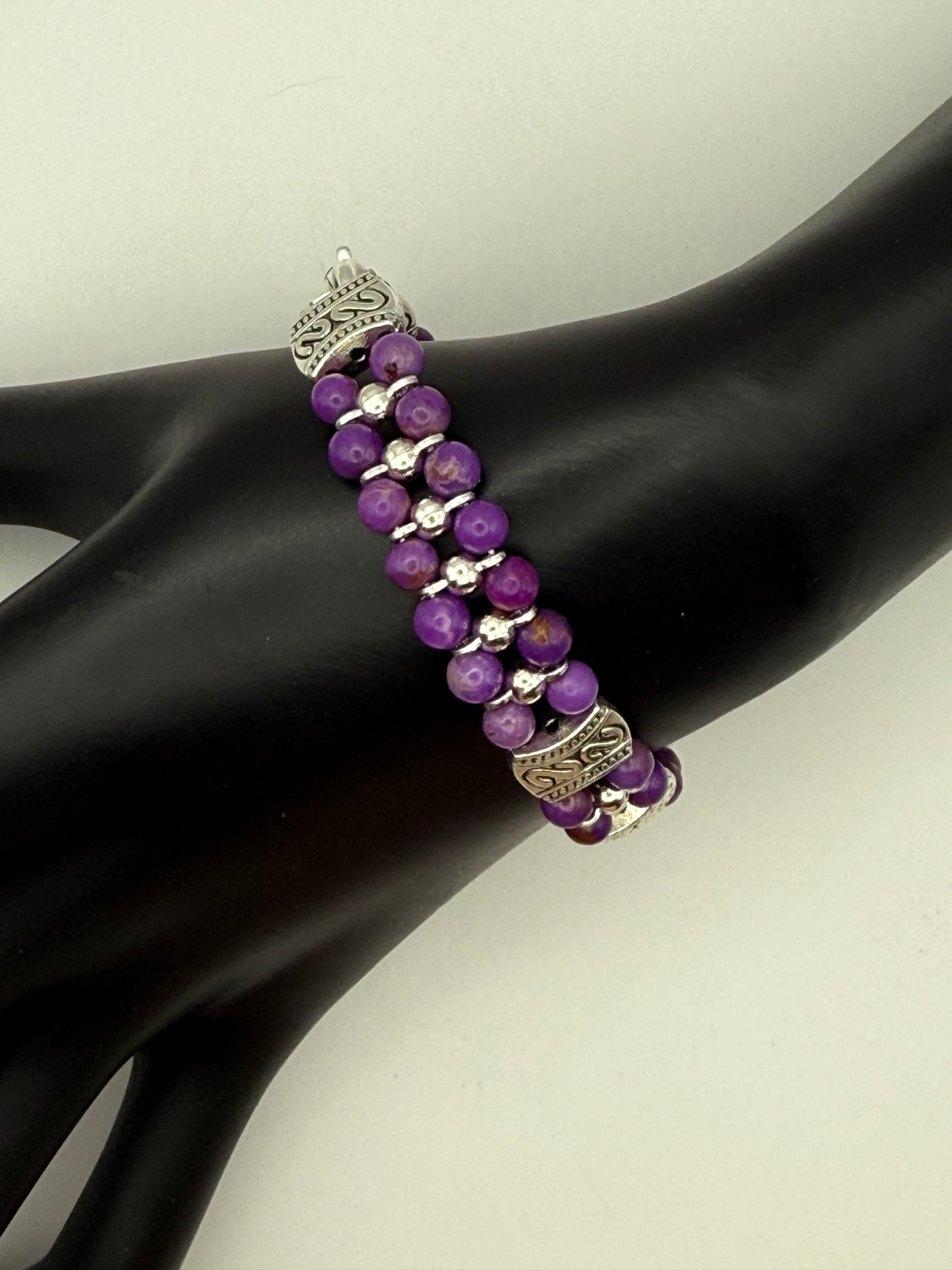 Purple Phosphosiderite Double Band Bracelet 7.5"