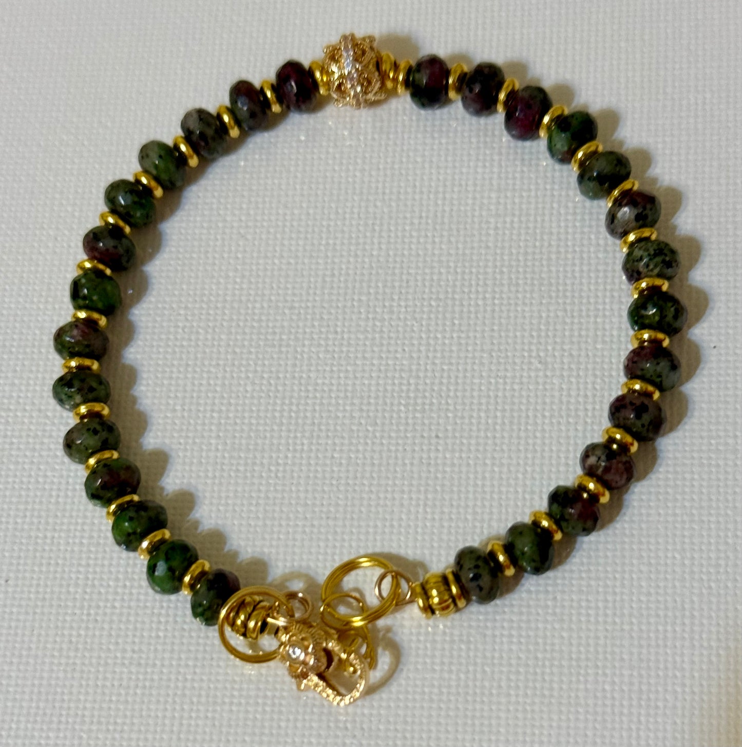 Zoisite with Ruby Inclusion with Gold Accents 7.75"