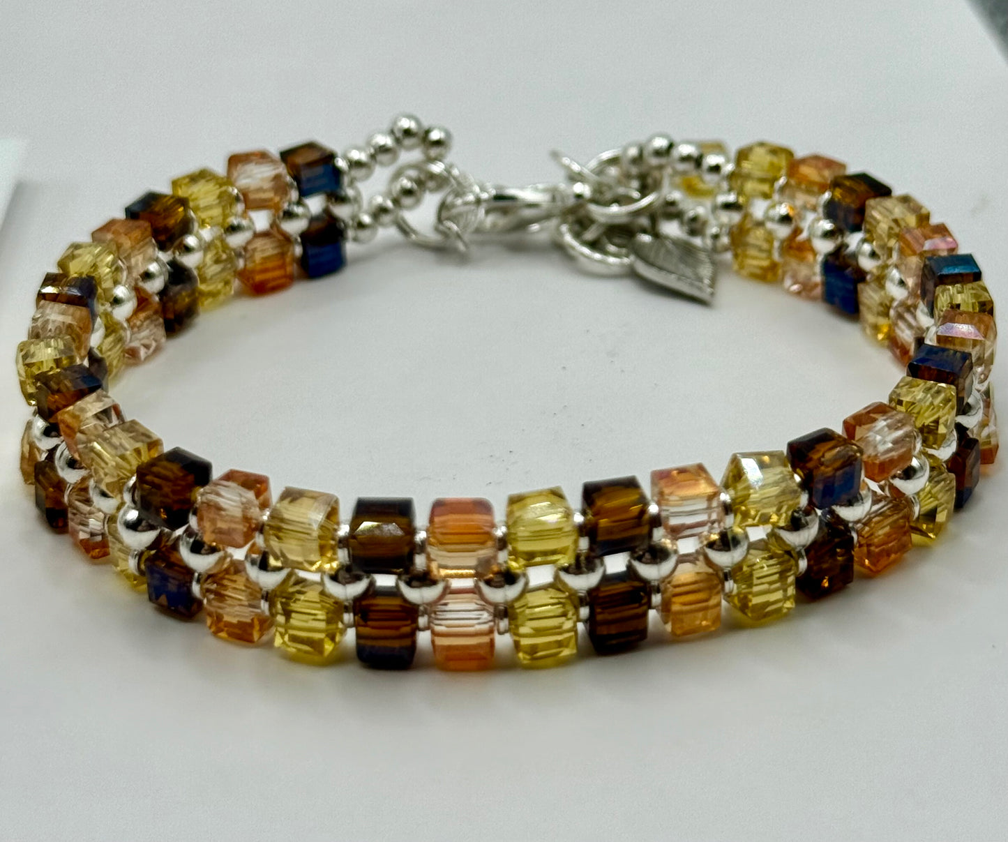 Autumn Jewelry Set – 20” Necklace, 8” Bracelet & Earrings | Fall Leaf Charm Beaded Set | Handmade Gift for Her